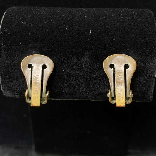 1950s Weiss Rhinestone Earrings Set In Thermoset Polymer