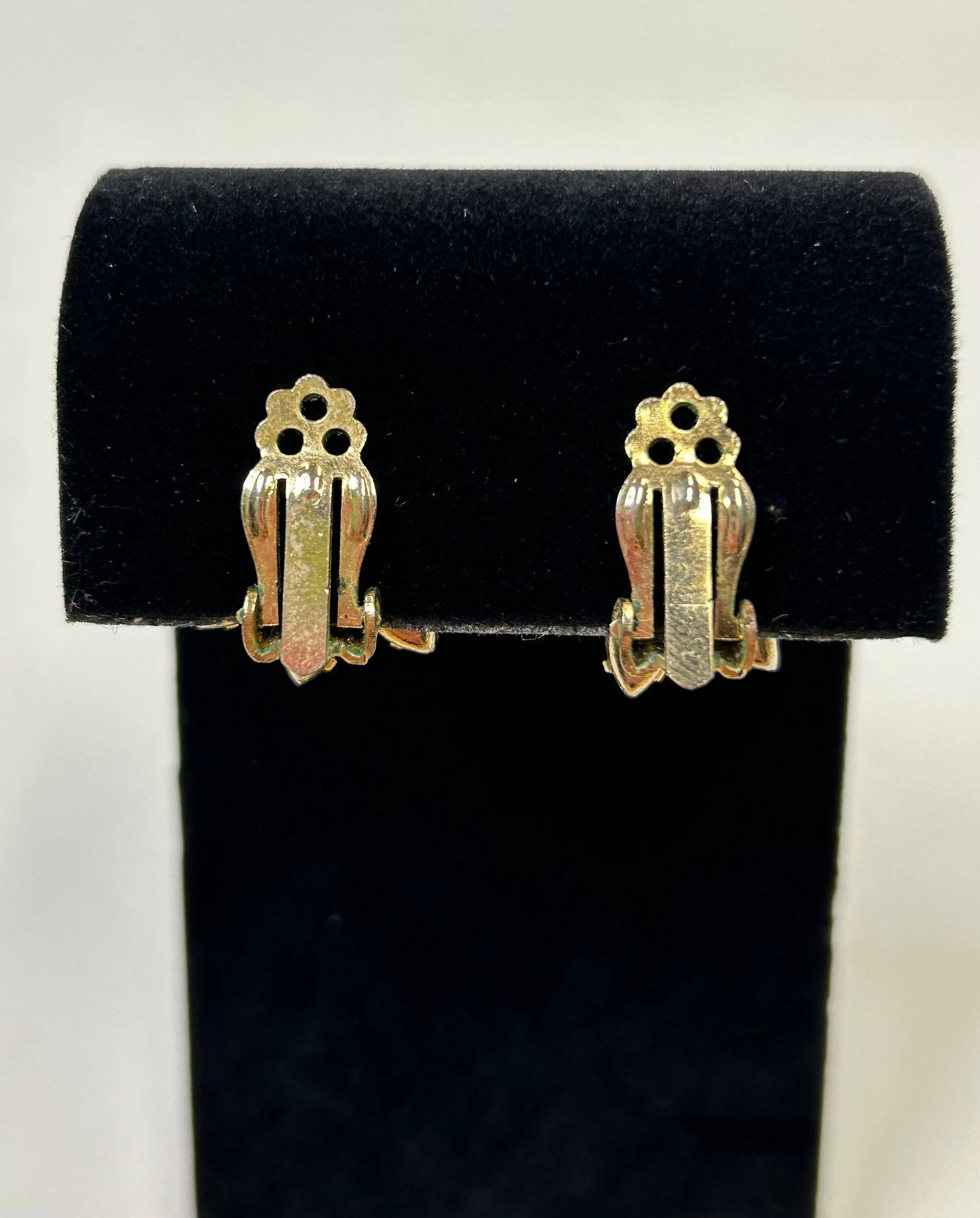 Green Rhinestone Clip on Earrings