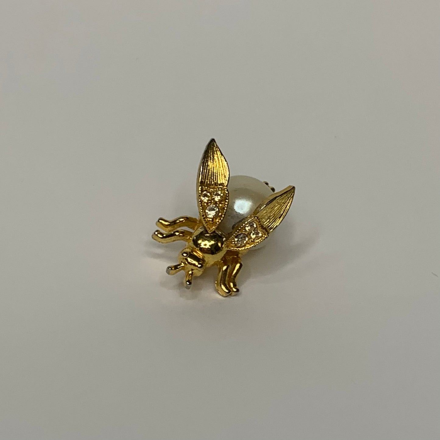 Trembler Bumble Bee Brooch with Pearl Body and Crystal Garnished Wings - Moving Parts Trembler Pin - Bee Keeper Jewelry