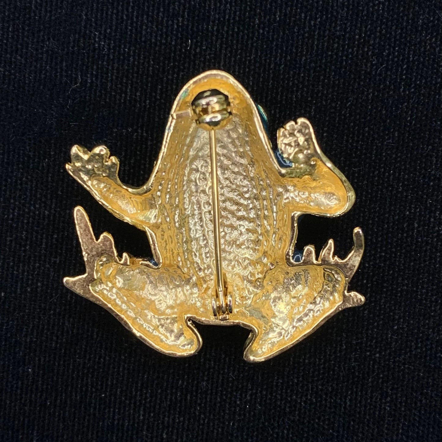 Green and Brown Enamel on Gold Tree Frog Brooch/ Pin - Amphibian Pin