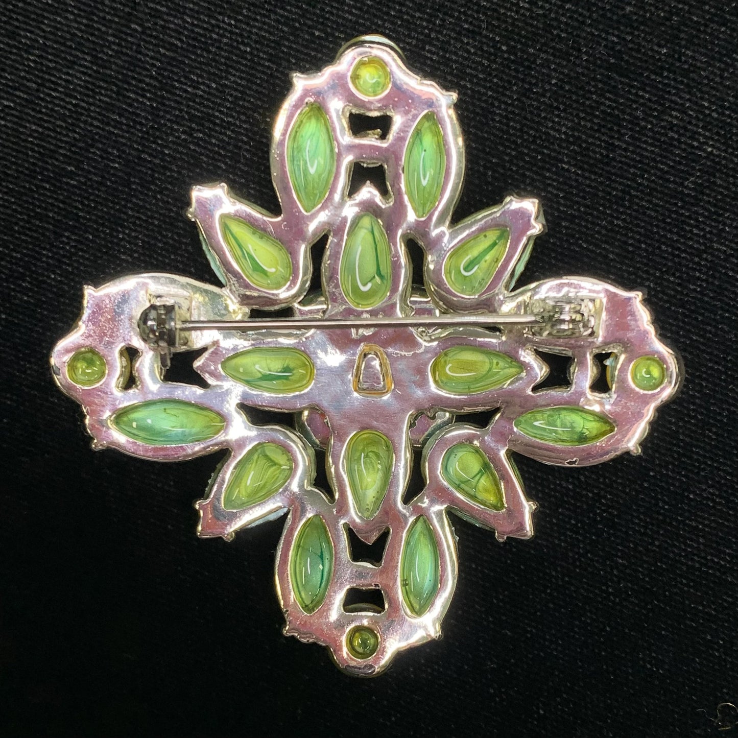 Liz Claiborne Light Green Crystal Brooch Pin With Light Blue Accents