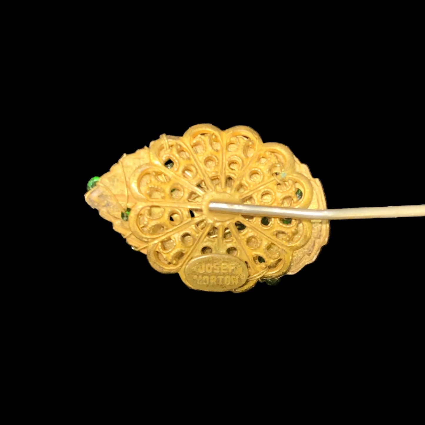 Josef Morton - Green Glass Beaded Hat Pin