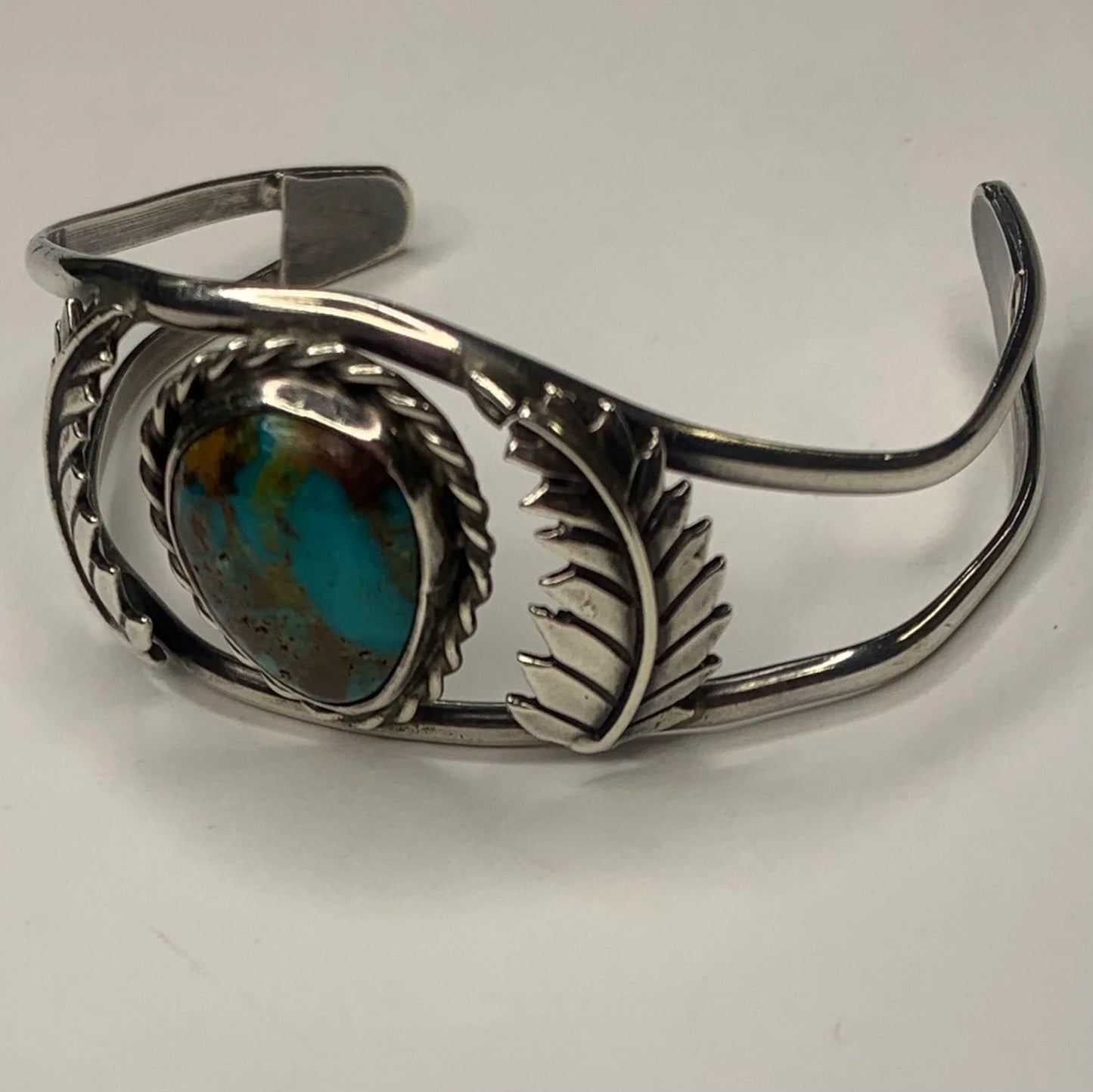 Tom Morgan Native American Turquoise and Silver Cuff Bracelet