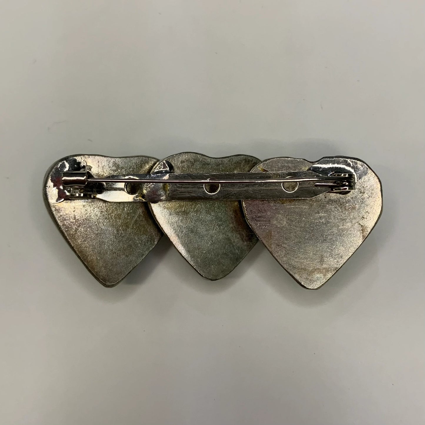 Teal Murano Glass - 3 Hearts Pin