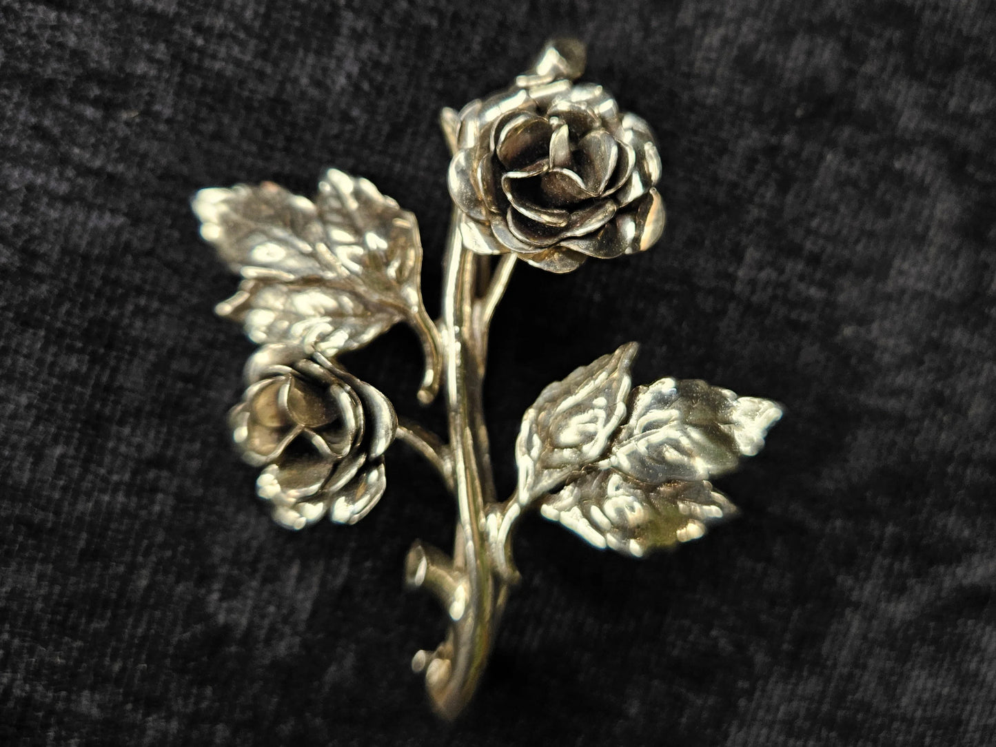 Danecraft Sterling Silver Rose Floral Brooch Pin