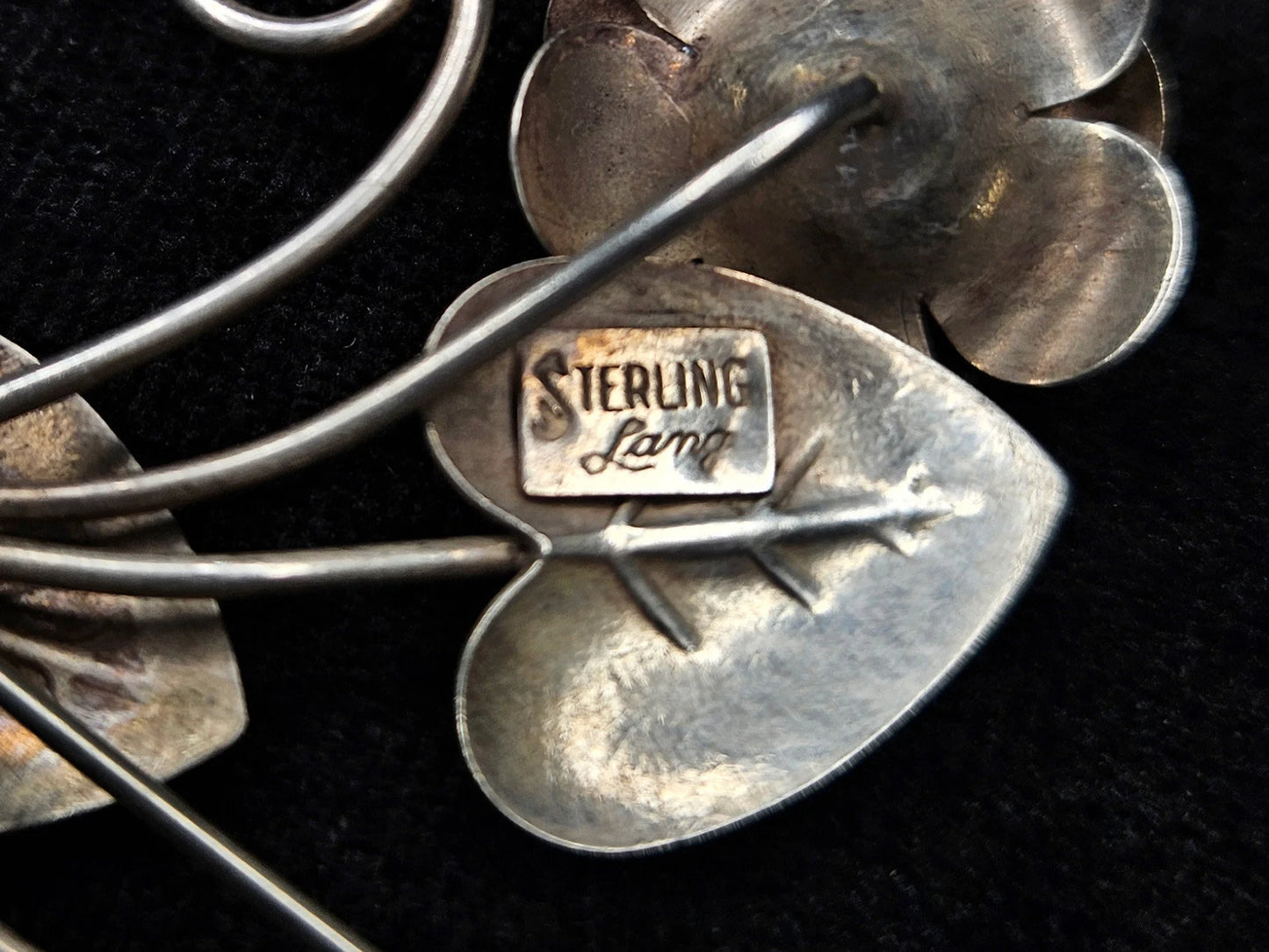 Lang Sterling Silver Floral Brooch - Flower Spray Pin