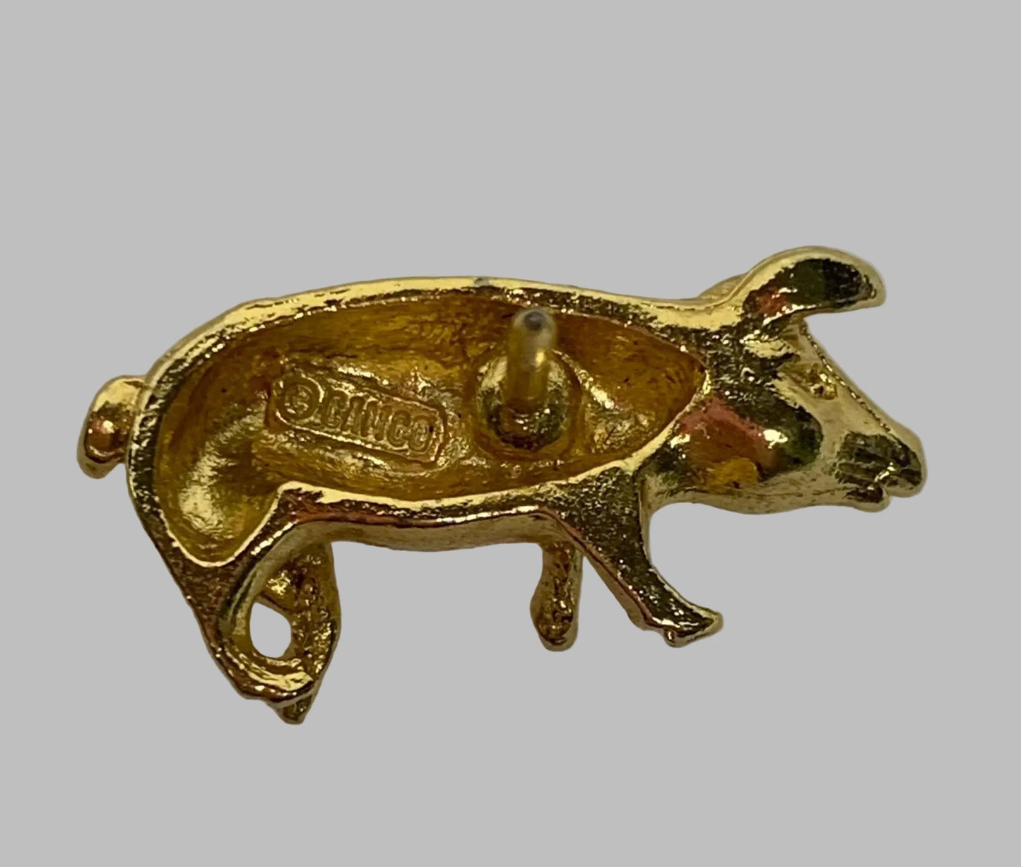 Camco Gold Tone Pig Lapel / Collar / Hat Pin