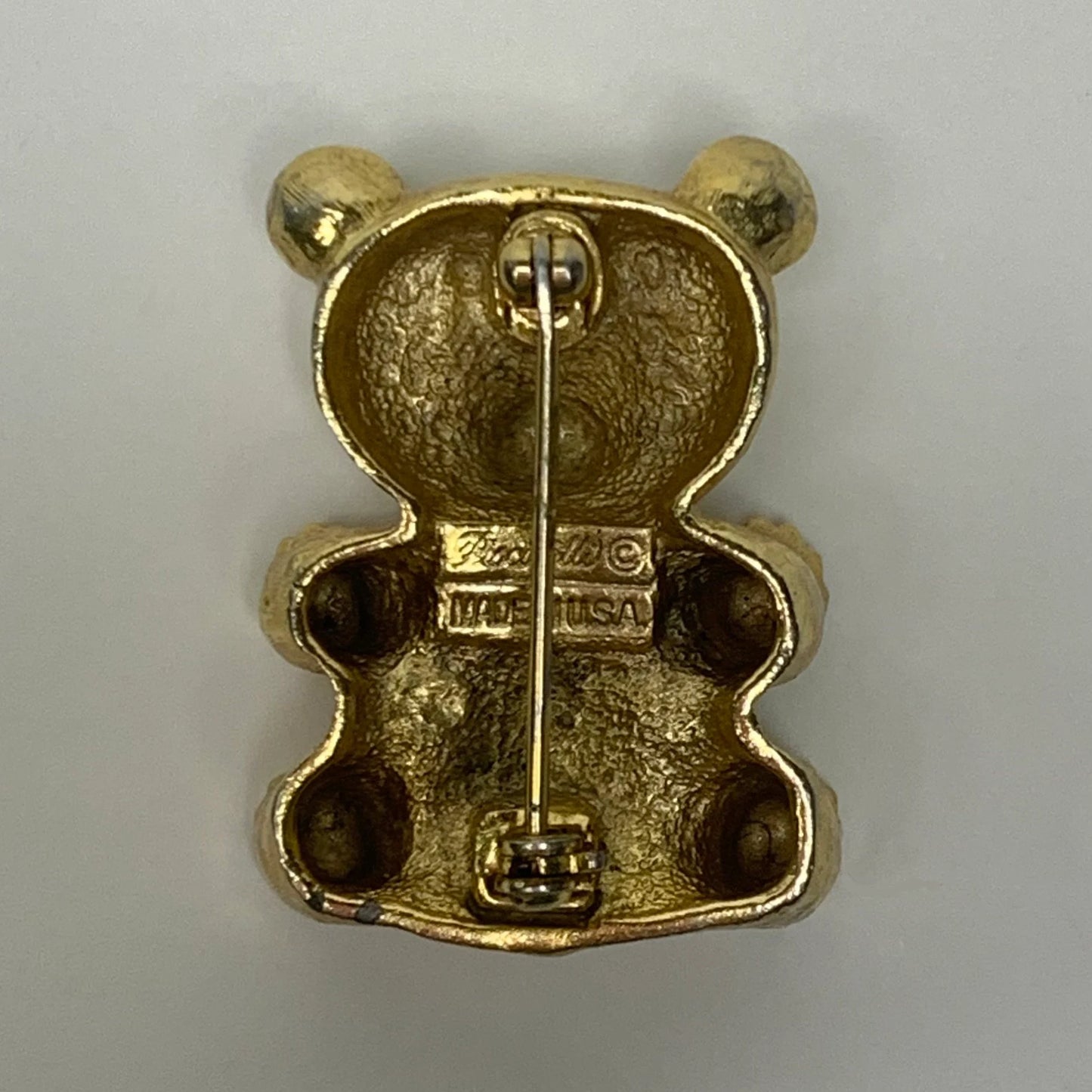 Piscitelli Teddy Bear Pin With Austrian Crystals on his Tummy - New Mother to Be Teddy Bear Brooch -1960s Teddy Bear Brooch with 32 crystals