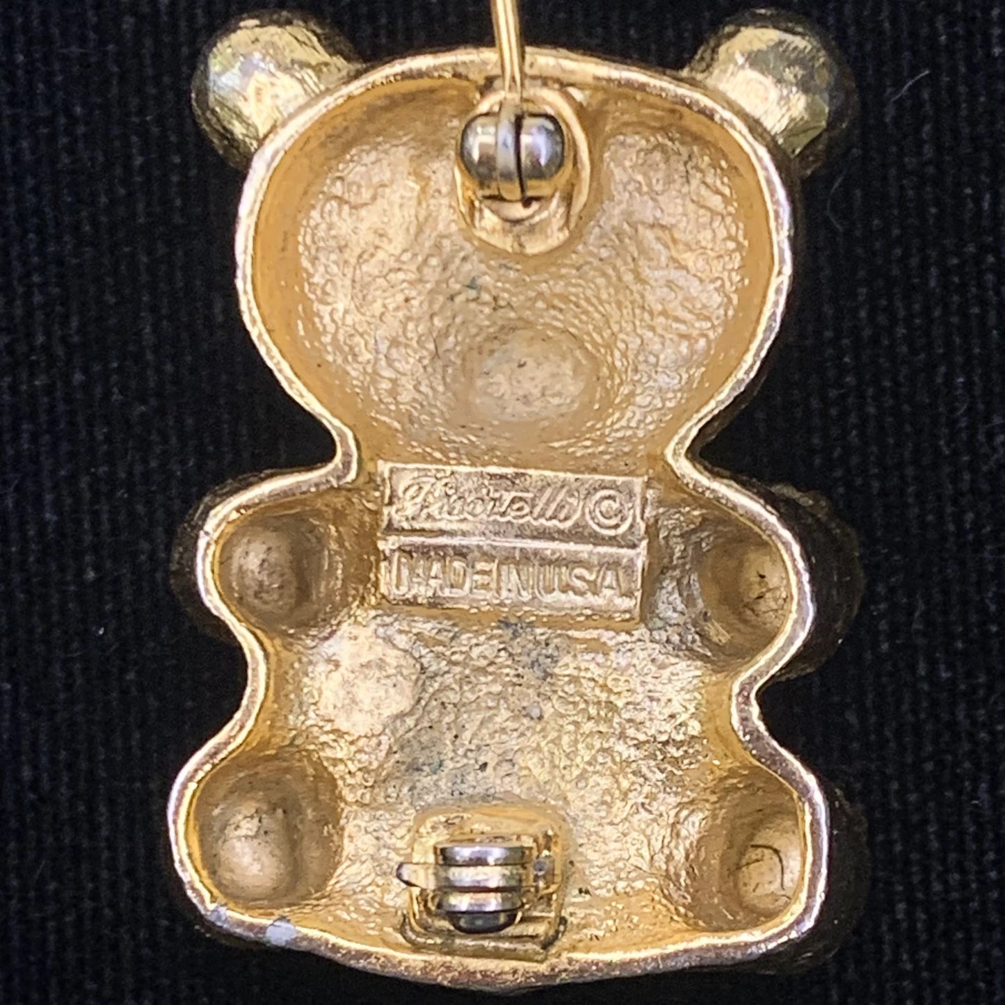 Piscitelli Teddy Bear Pin With Austrian Crystals on his Tummy - New Mother to Be Teddy Bear Brooch -1960s Teddy Bear Brooch with 32 crystals