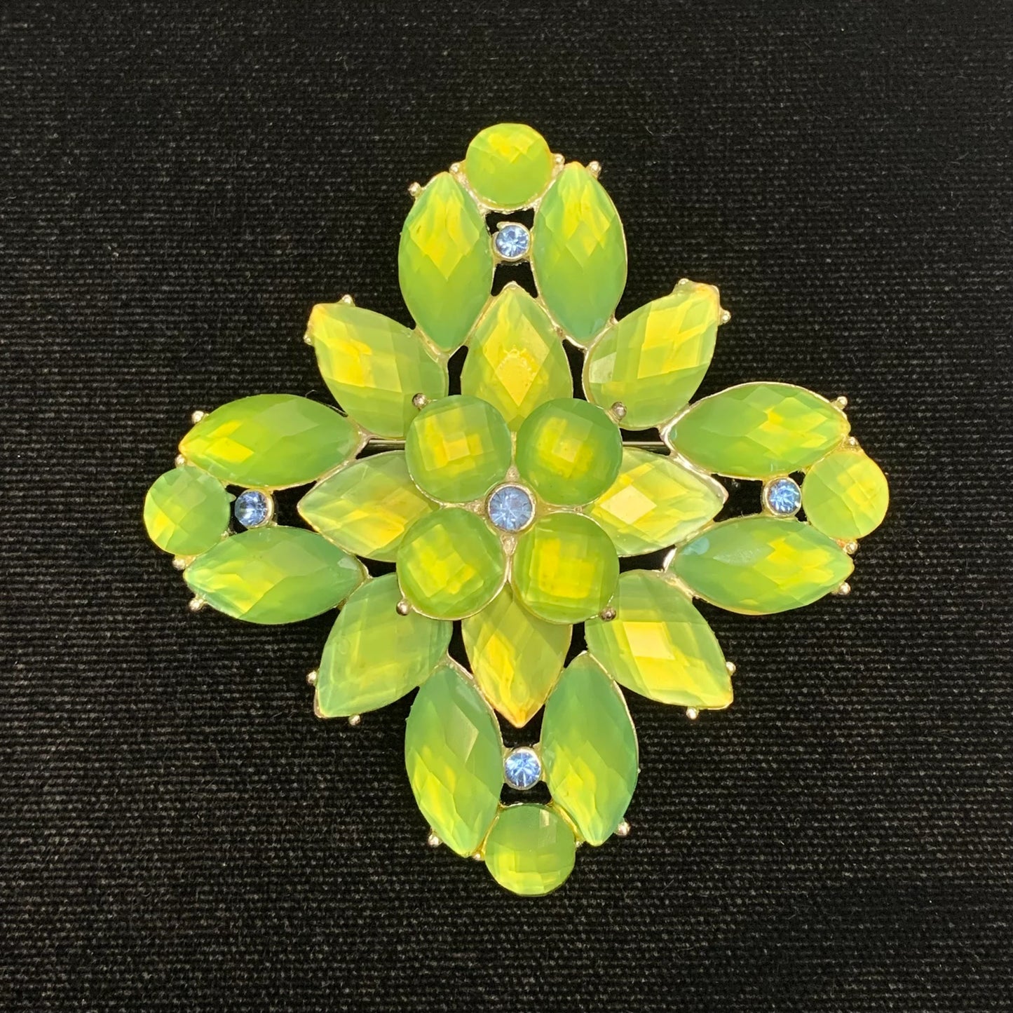 Liz Claiborne Light Green Crystal Brooch Pin With Light Blue Accents