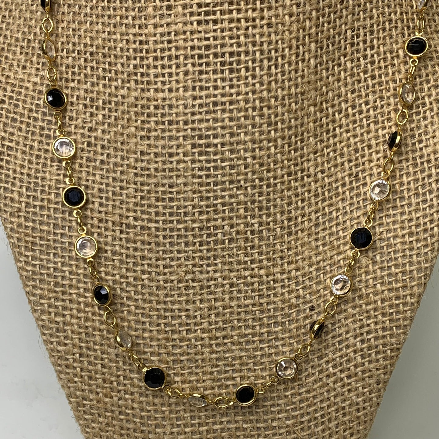 Swarovski Clear and Black Crystal With Gold Tone Bezel Necklace