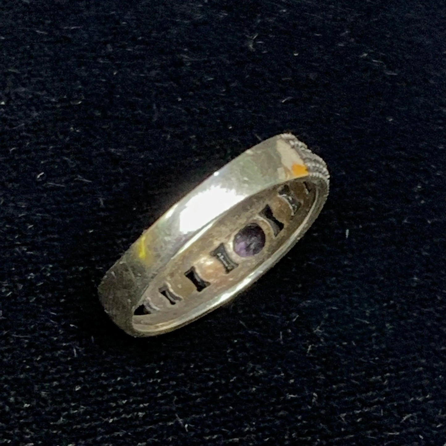 Silver Ring with Purple Stone and Marcasite Gems