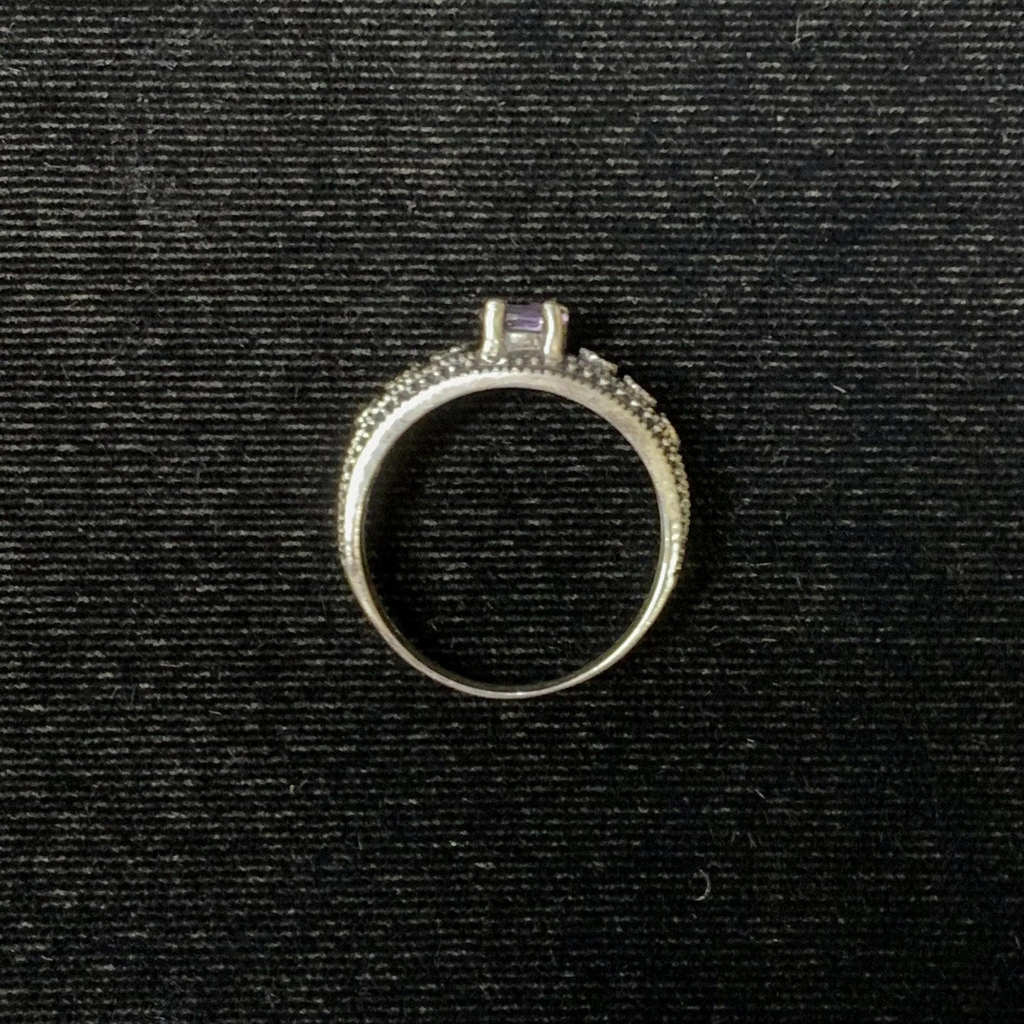 Silver Ring with Purple Stone and Marcasite Gems