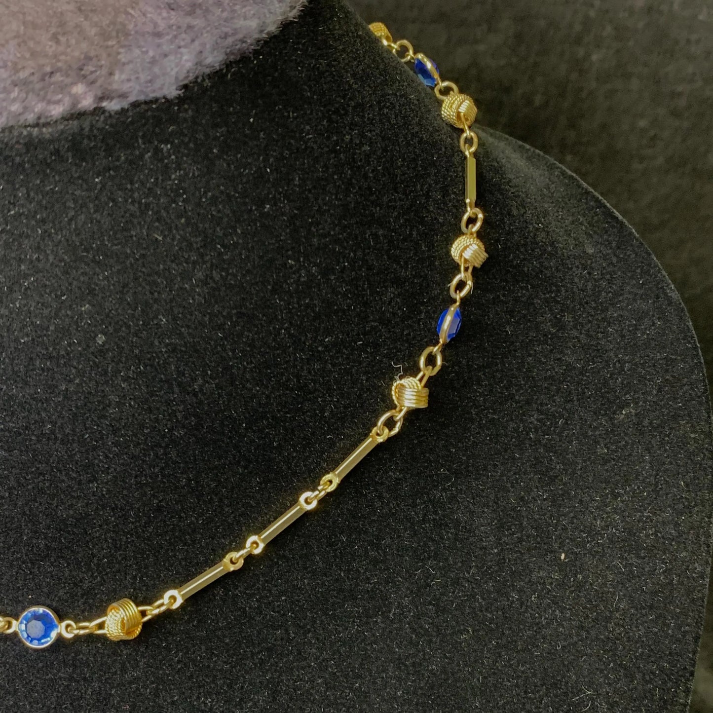 Gold-Tone Necklace with Light Blue Crystals