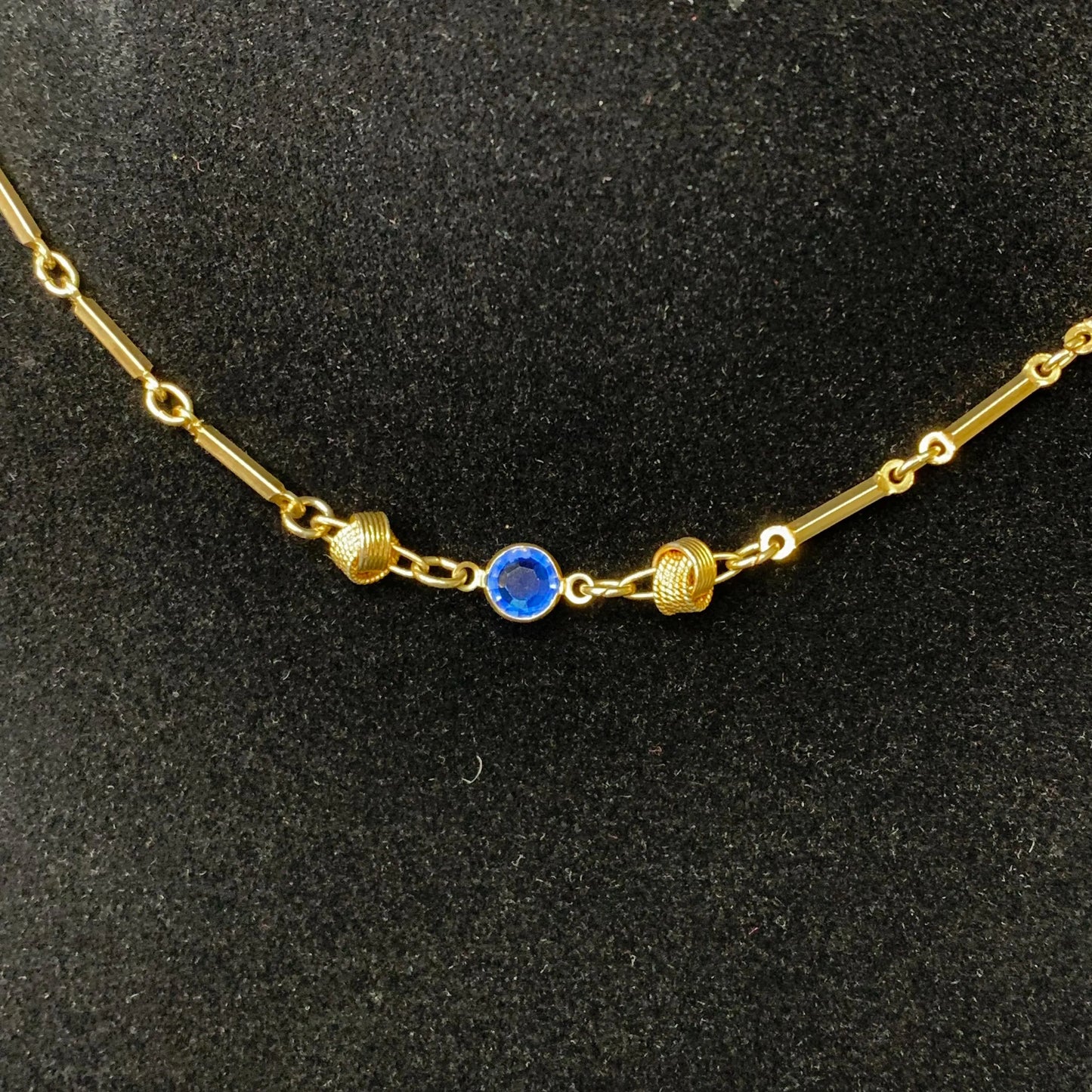 Gold-Tone Necklace with Light Blue Crystals