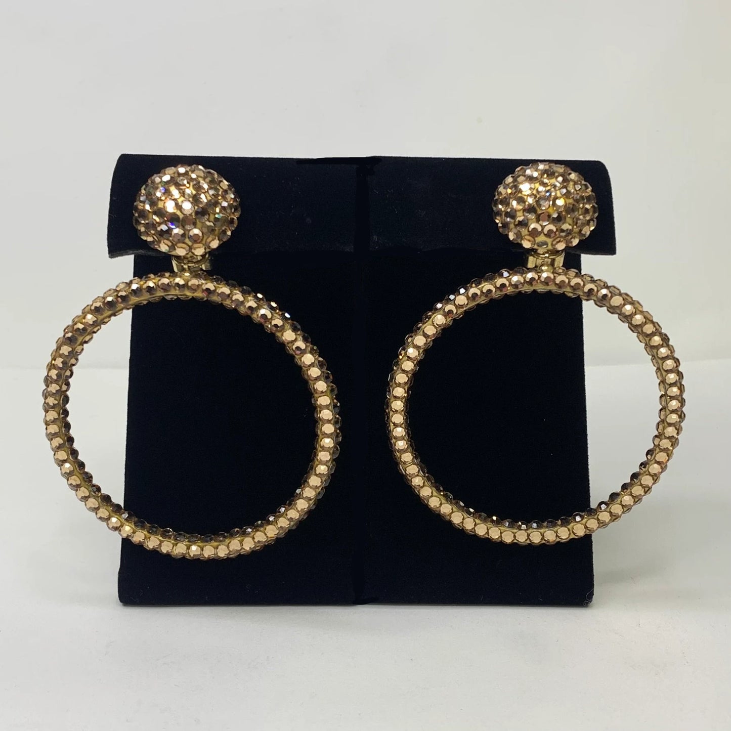 Richard Kerr Earrings - Gold Tone Rhinestone Large Hoop Clip-On Earrings - WOW! Earrings by Richard Kerr - Statement Earrings for an Up-Do