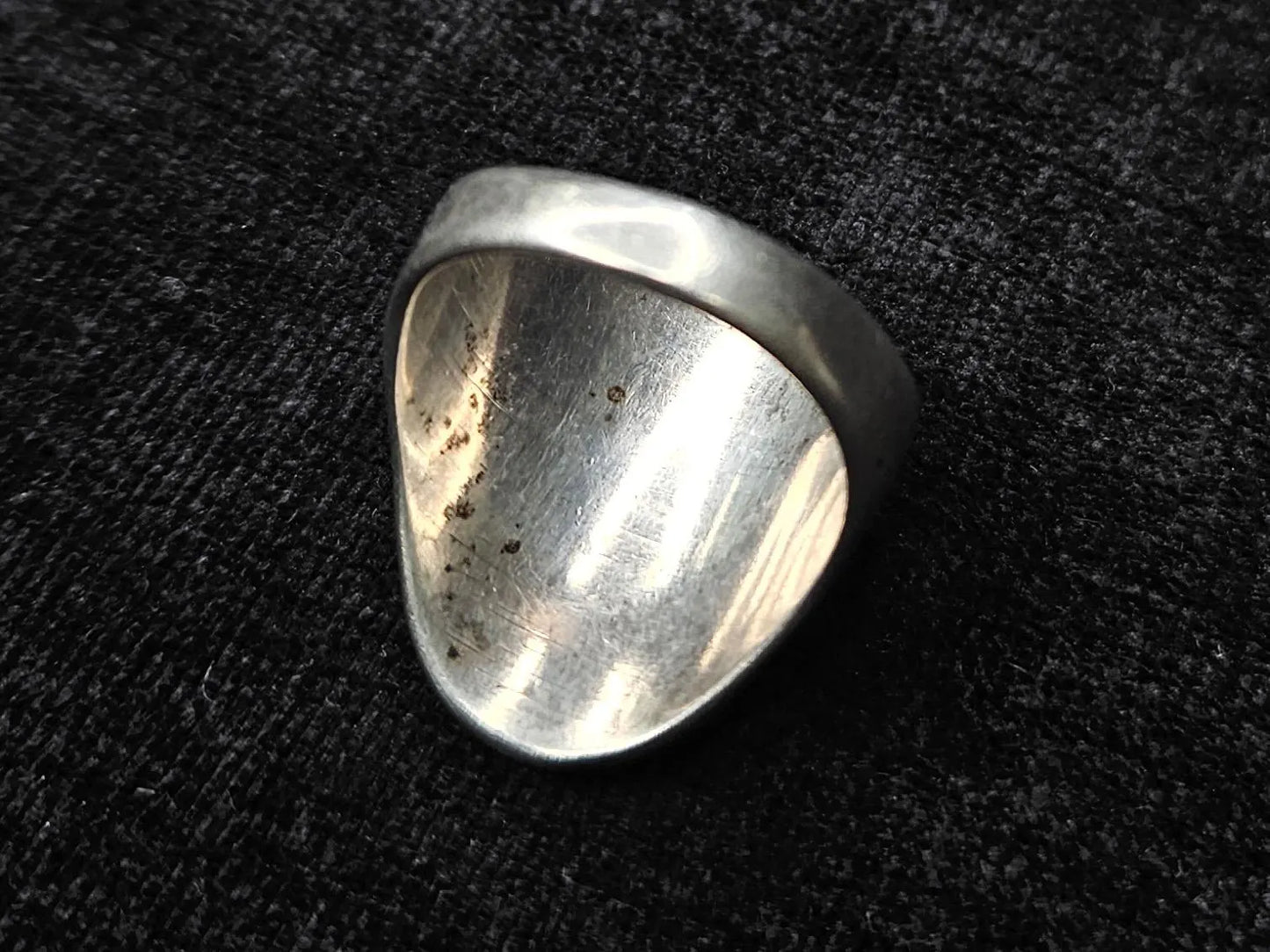 Oval Inlay - Mother of Pear, Turquoise, and Onyx Set in .925 Silver Ring- Size 11.5 Men's Ring- Native American Silver Pattern