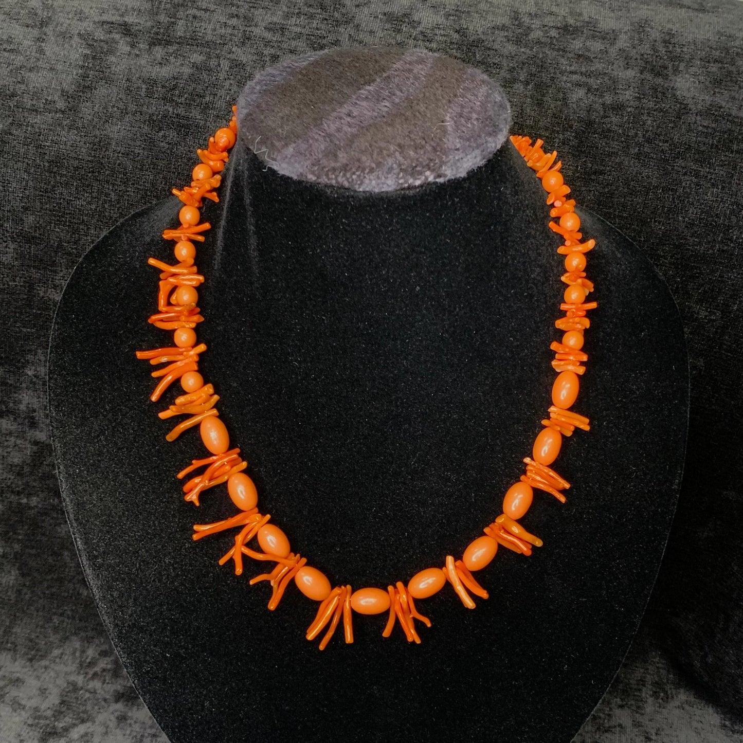 Branch Coral Necklace - Orange Oval Coral Beads