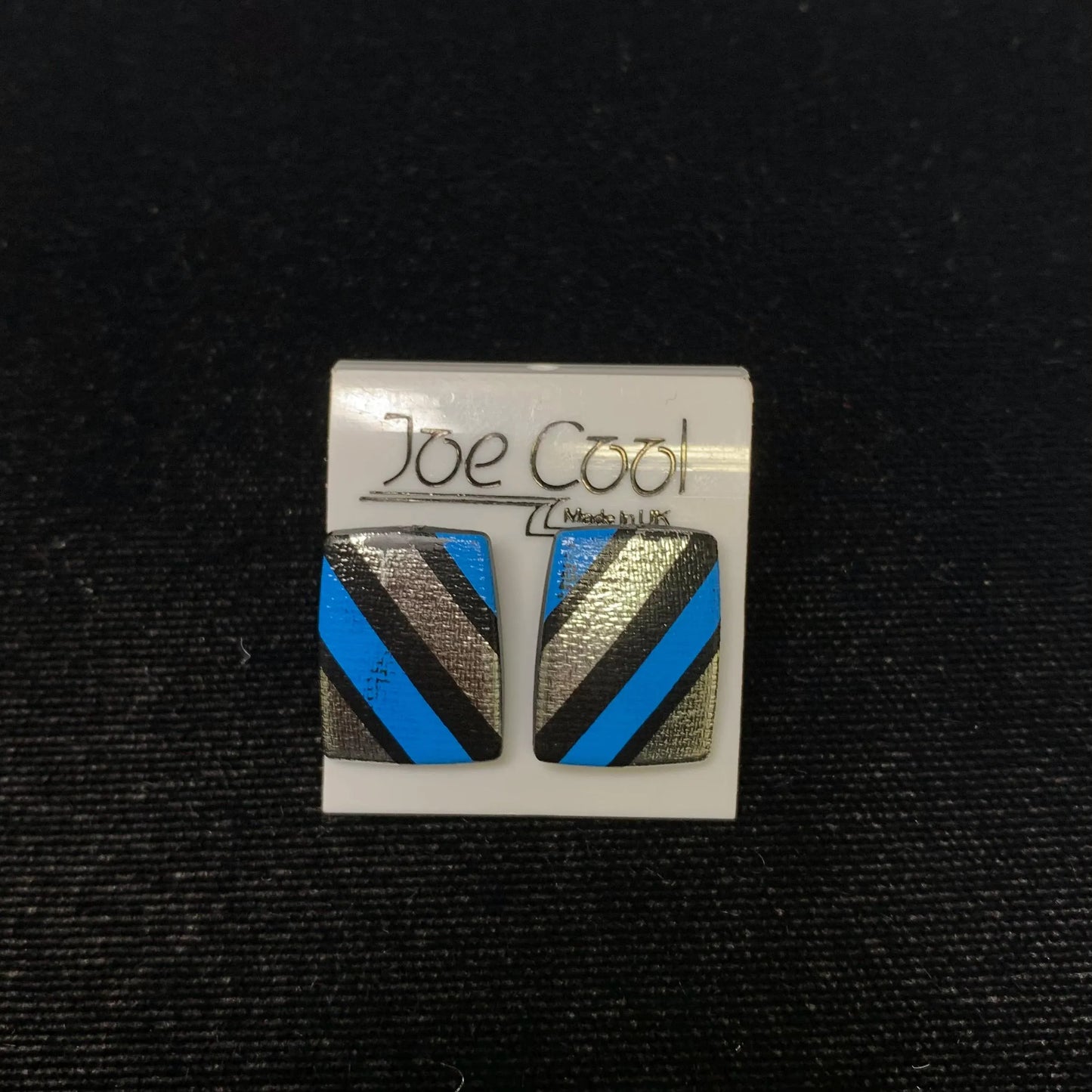 Joe Cool Earrings - Black, Silver, & Blue - Collectible Earrings