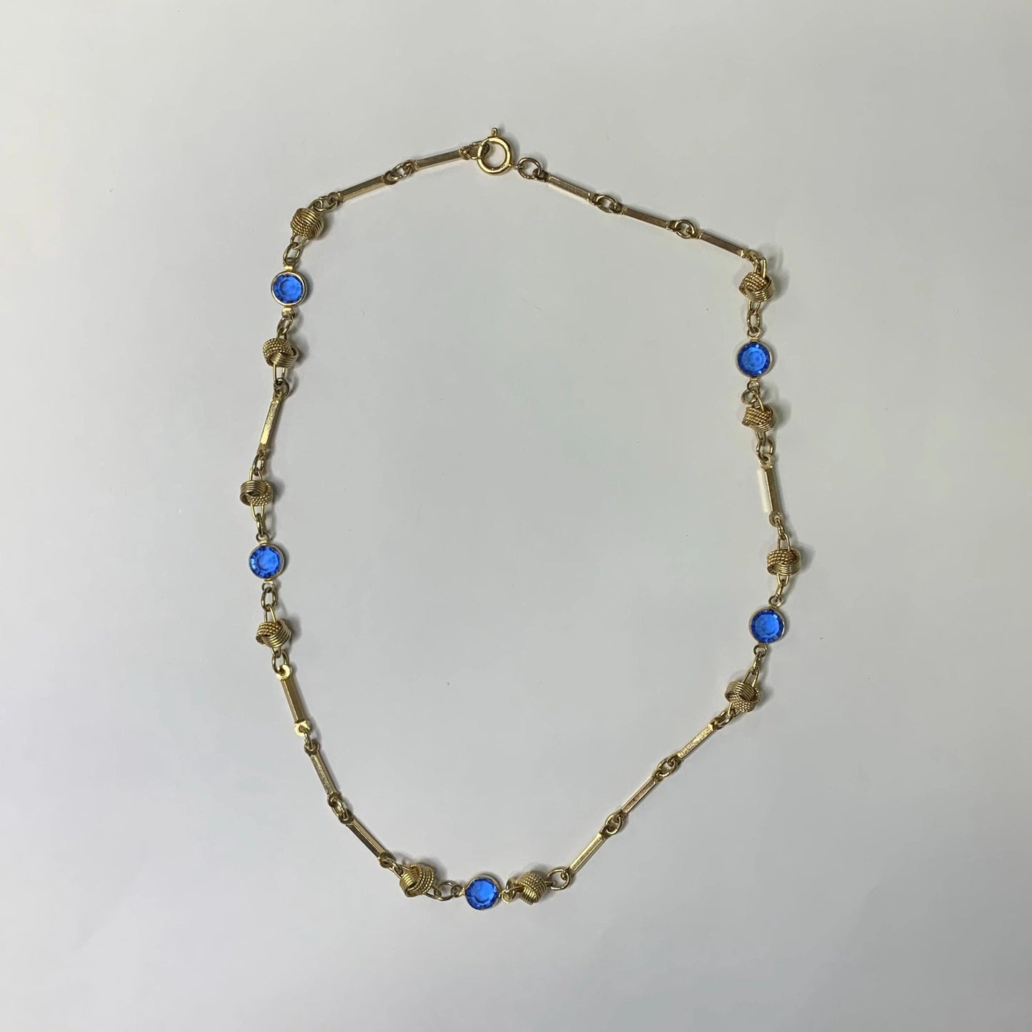Gold-Tone Necklace with Light Blue Crystals