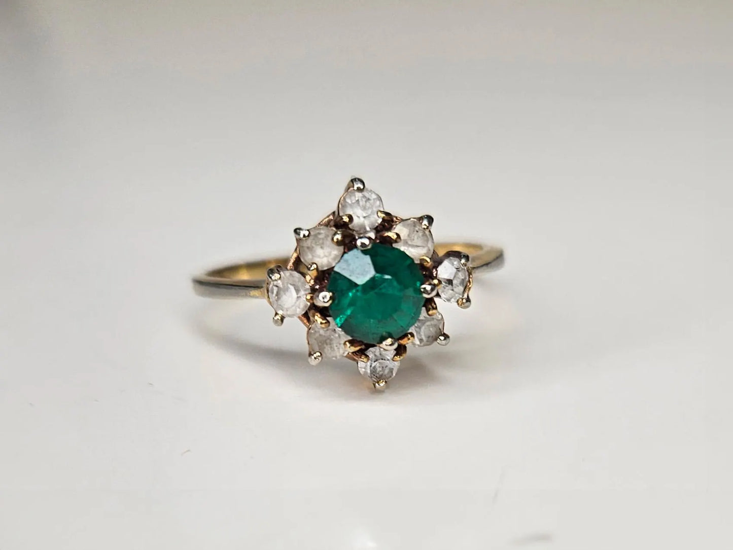 Faux Emerald and Diamond Ring