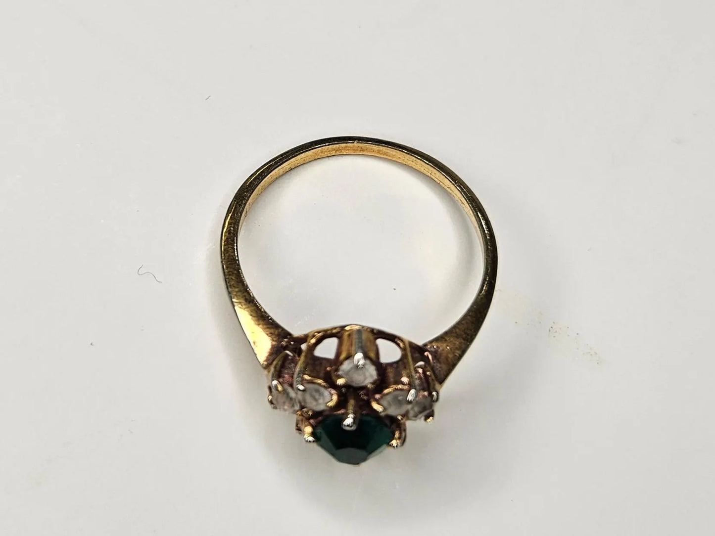 Faux Emerald and Diamond Ring