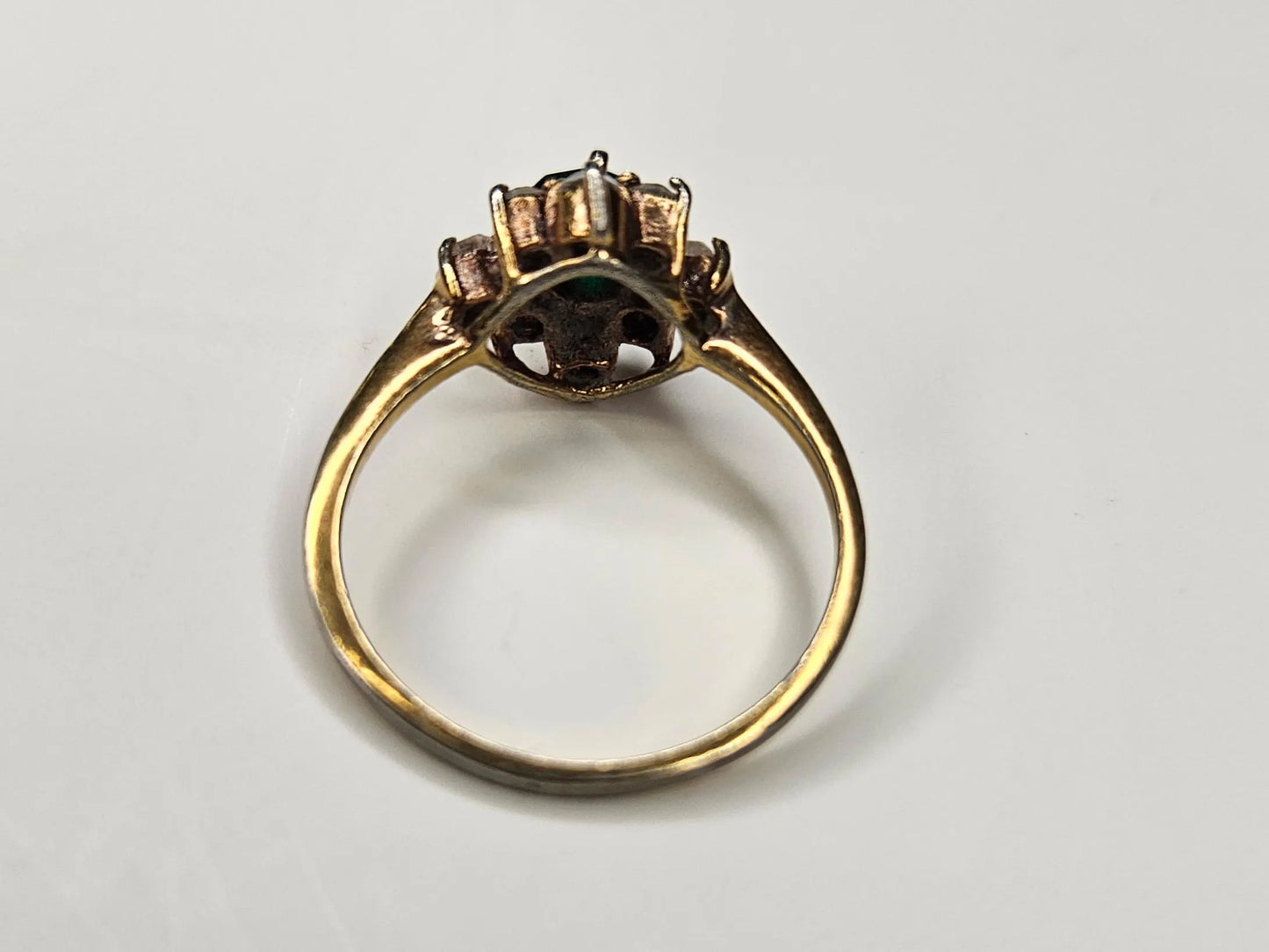 Faux Emerald and Diamond Ring
