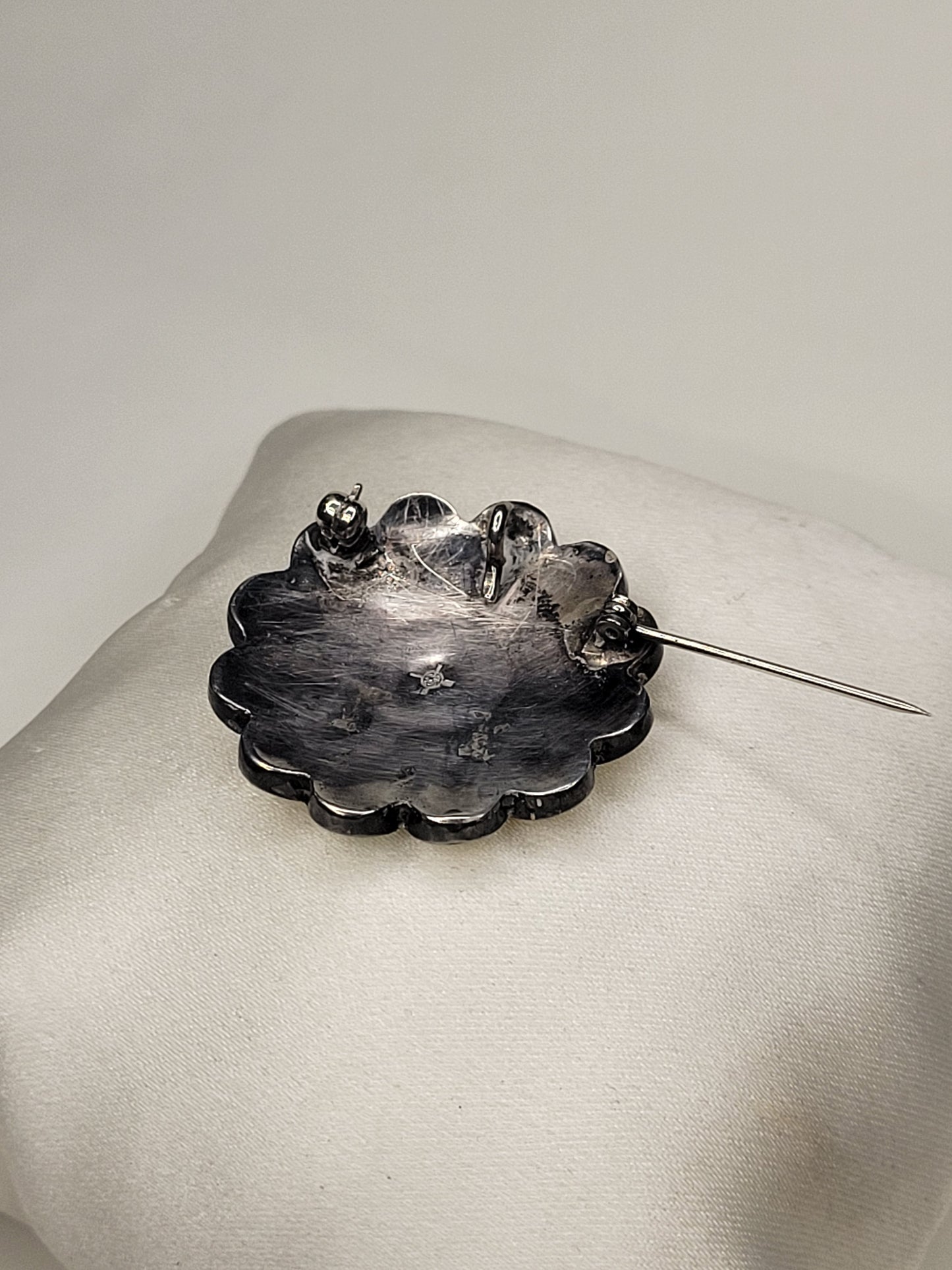 Zuni Sun Face Pin - Zuni Sun Face Pendant - Dual Use Zuni Pin/Pendant -  Shell, Tourquoise, Coral and Onyx Channel set on 9.25 Silver Base