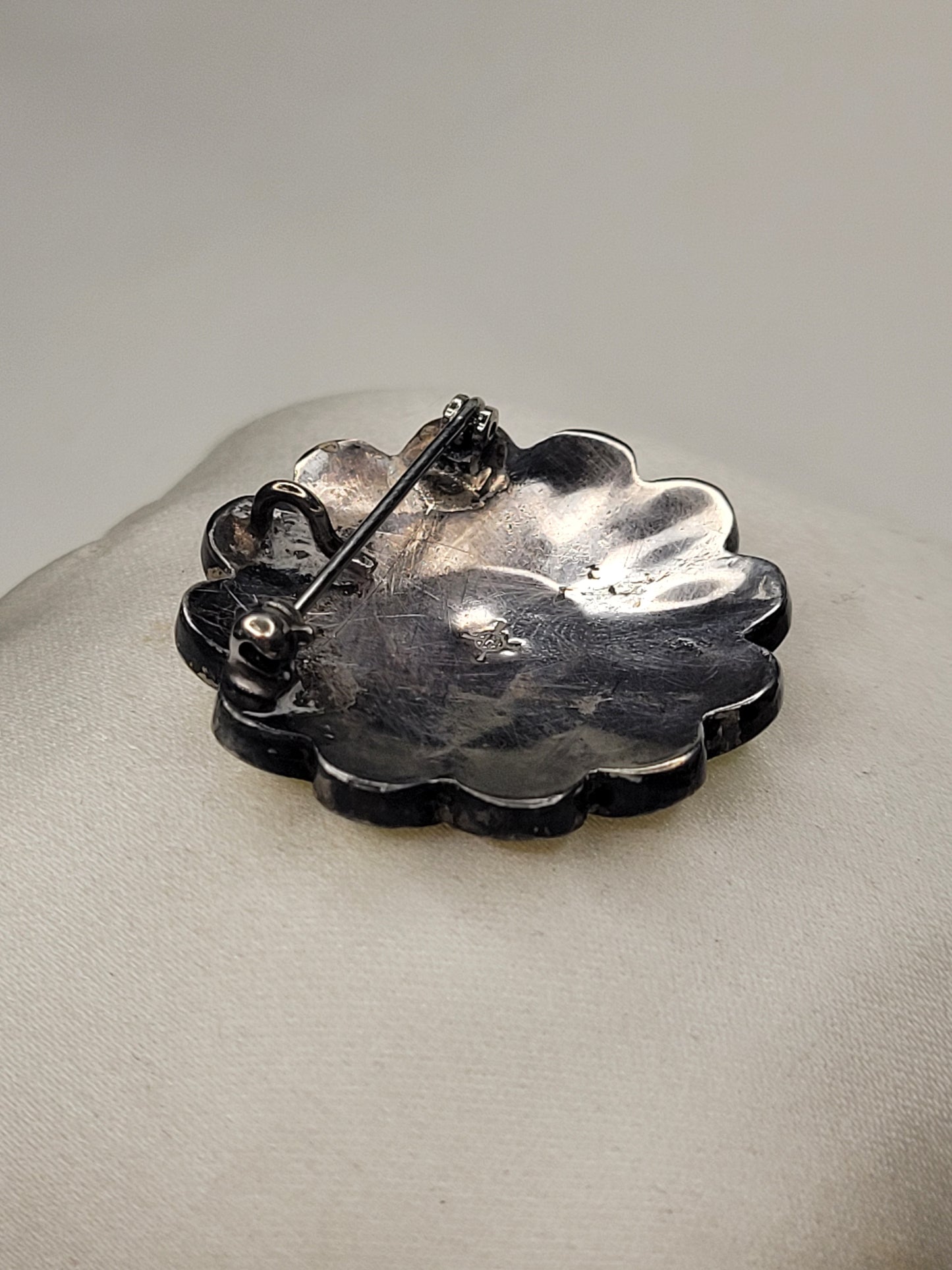 Zuni Sun Face Pin - Zuni Sun Face Pendant - Dual Use Zuni Pin/Pendant -  Shell, Tourquoise, Coral and Onyx Channel set on 9.25 Silver Base