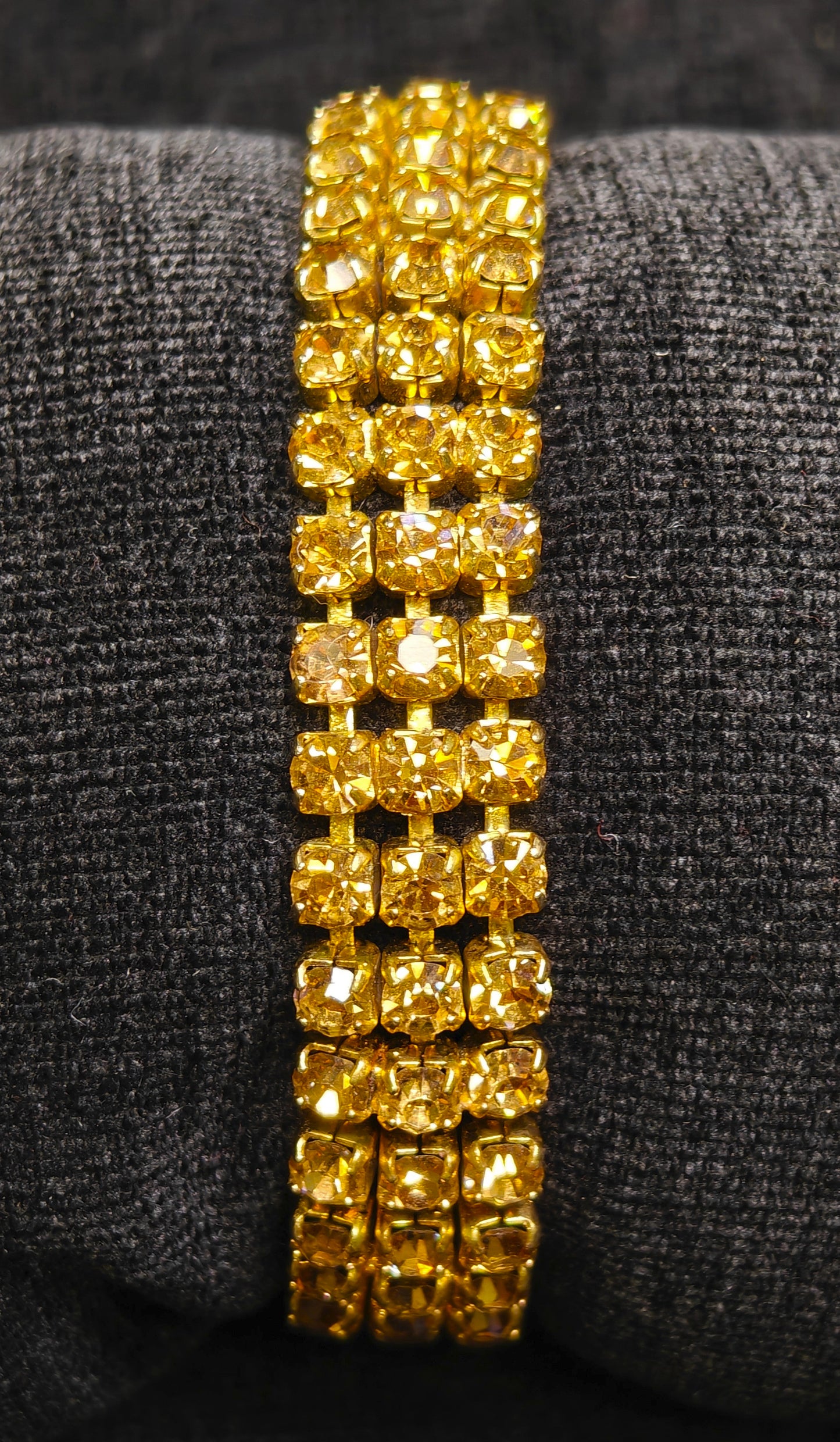 Weiss Prong Set Faux Topaz Crystal on Goldtone Bracelet - Sassy Topaz Weiss Bracelet