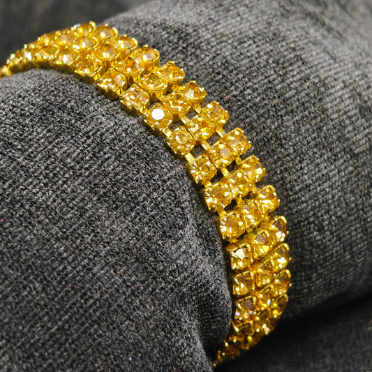 Weiss Prong Set Faux Topaz Crystal on Goldtone Bracelet - Sassy Topaz Weiss Bracelet
