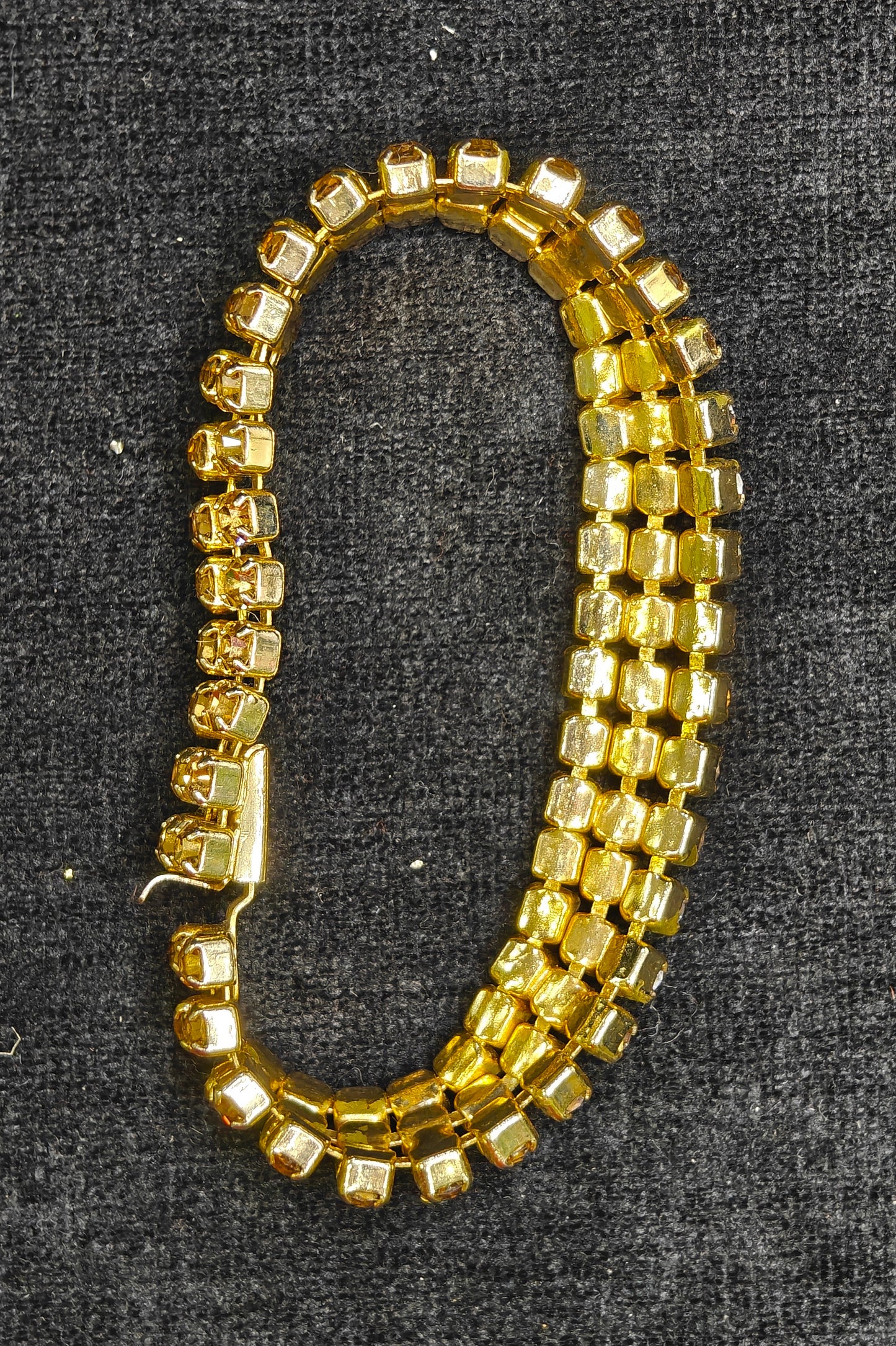 Weiss Prong Set Faux Topaz Crystal on Goldtone Bracelet - Sassy Topaz Weiss Bracelet