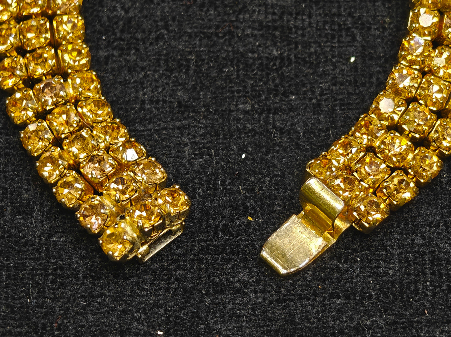 Weiss Prong Set Faux Topaz Crystal on Goldtone Bracelet - Sassy Topaz Weiss Bracelet