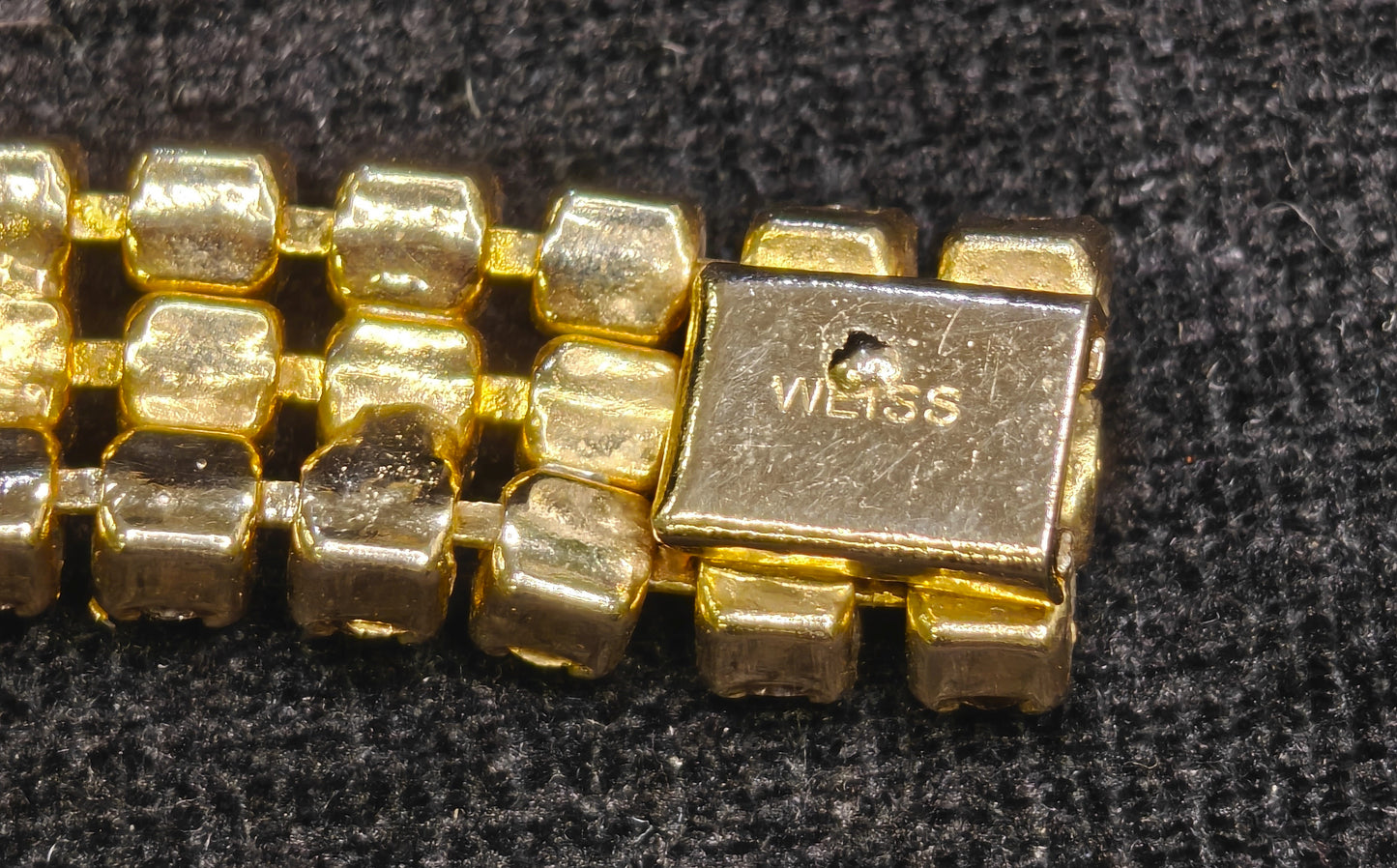 Weiss Prong Set Faux Topaz Crystal on Goldtone Bracelet - Sassy Topaz Weiss Bracelet