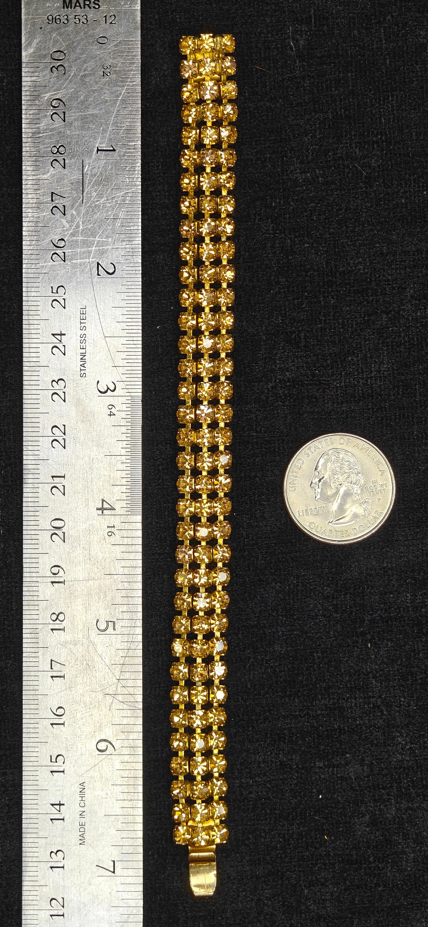 Weiss Prong Set Faux Topaz Crystal on Goldtone Bracelet - Sassy Topaz Weiss Bracelet