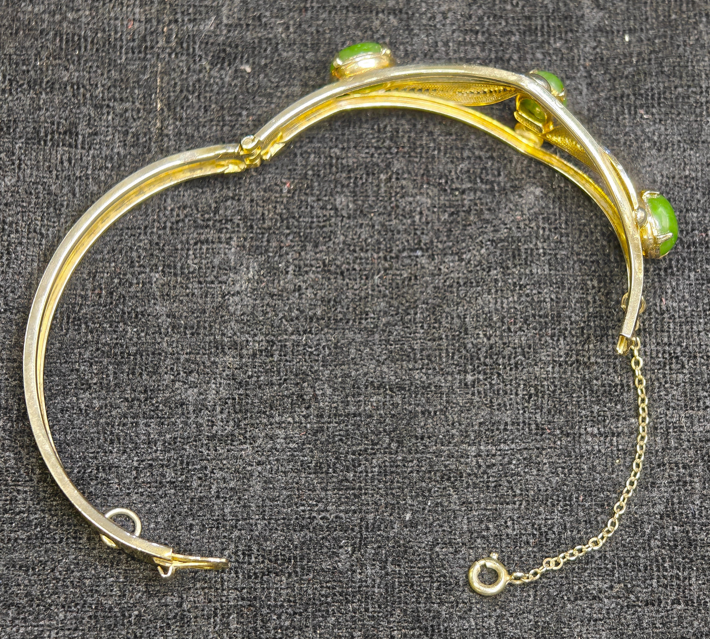 Sorento Jade and Sterling Filigree Bangle Bracelet - Vintage Sorento (Z)