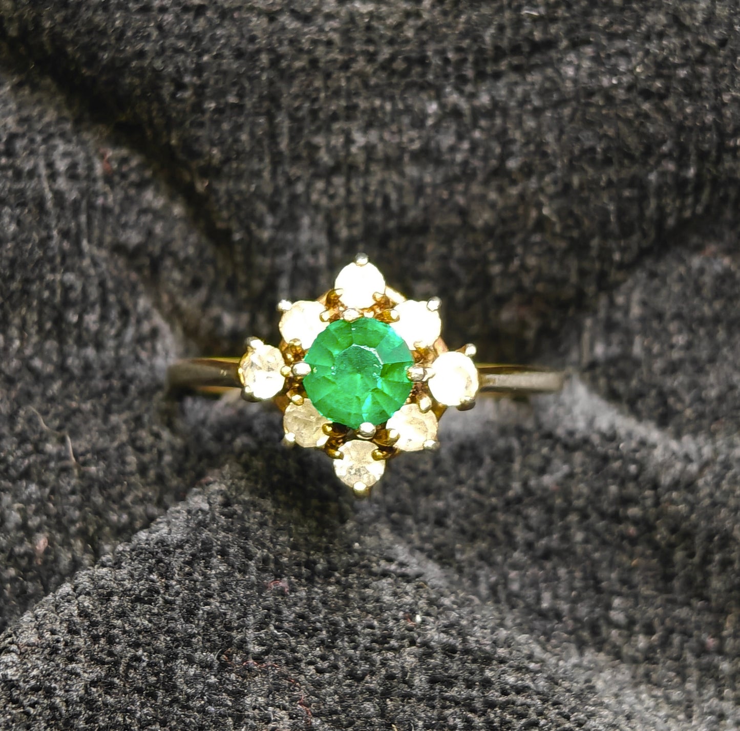 (X) Faux Emerald and Diamond Ring