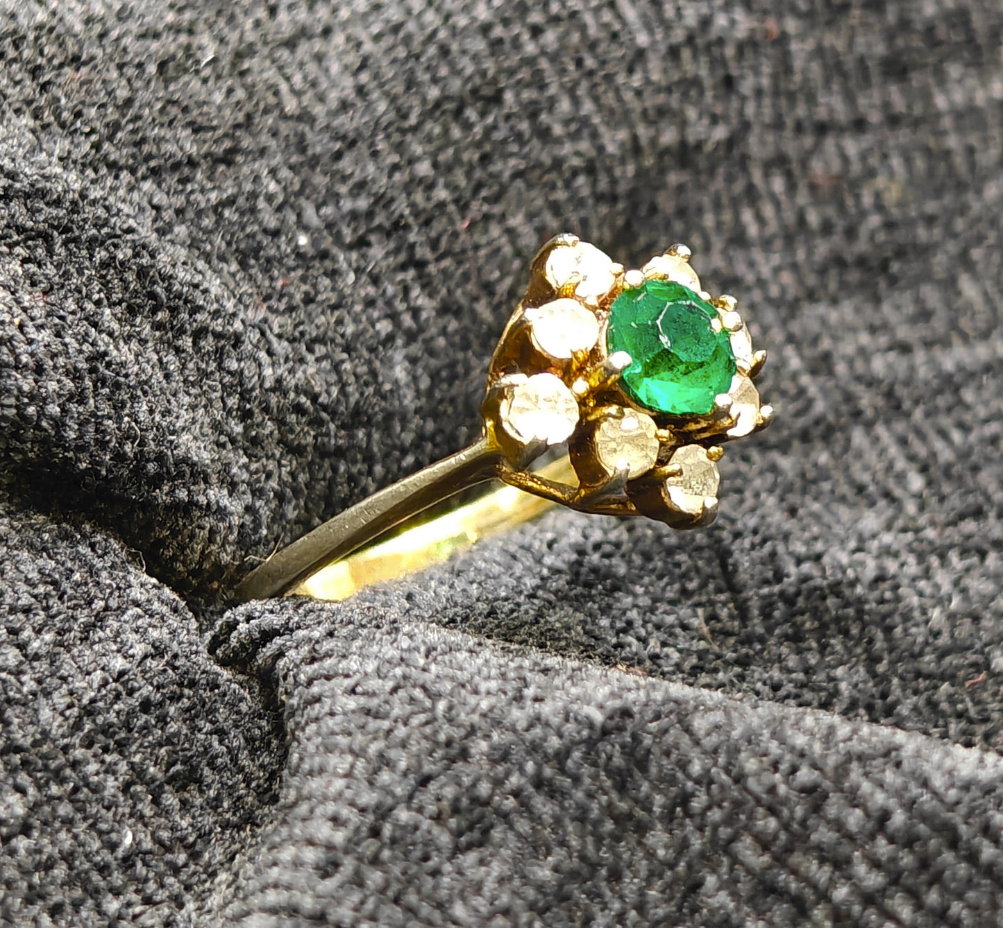 (X) Faux Emerald and Diamond Ring