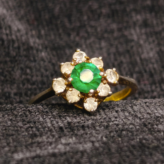 Faux Emerald and Diamond Ring