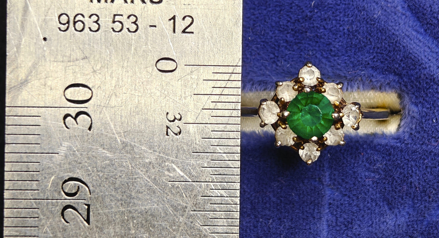 (X) Faux Emerald and Diamond Ring