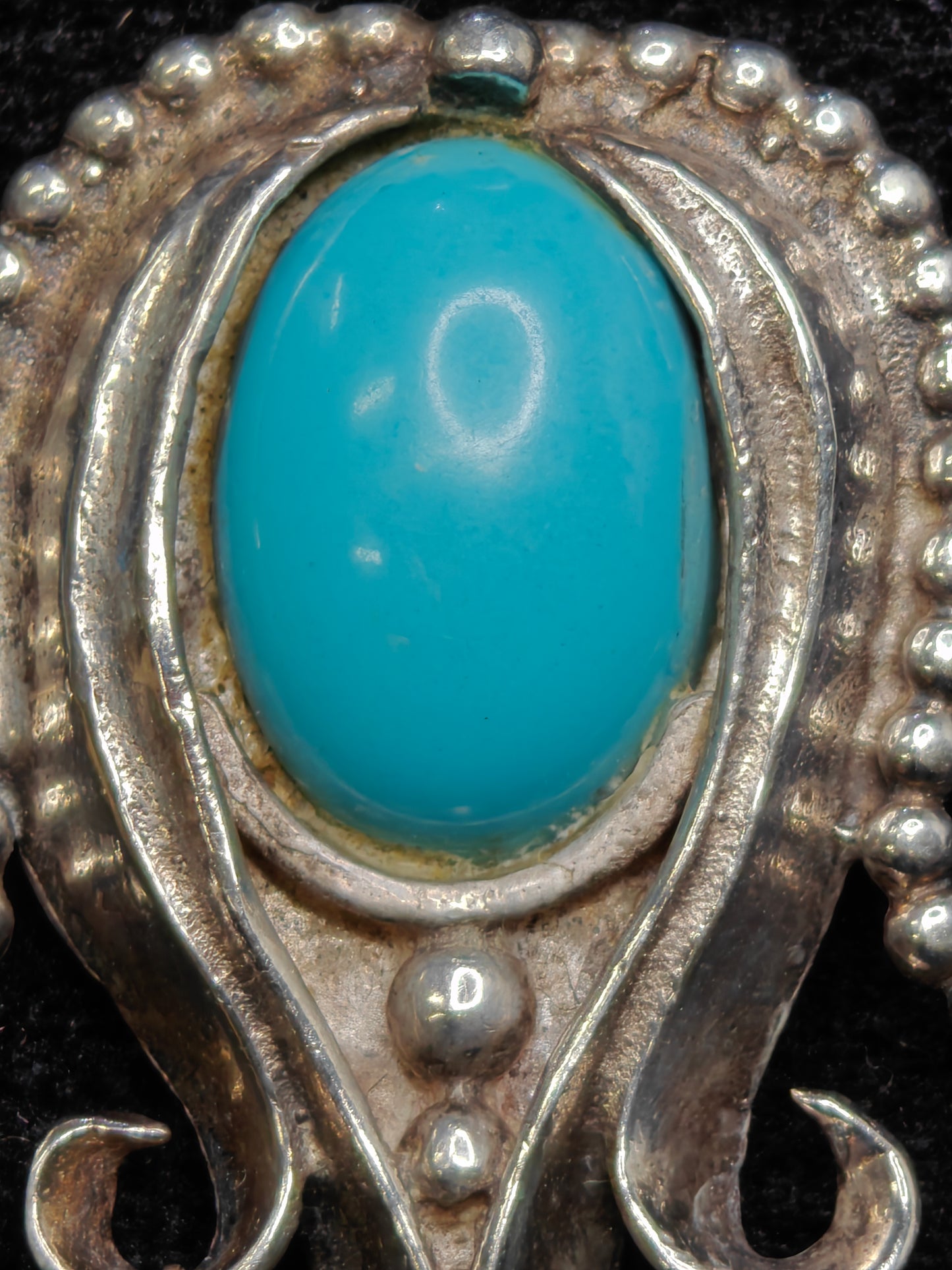 Silver Turquoise Dripping Bloom Brooch