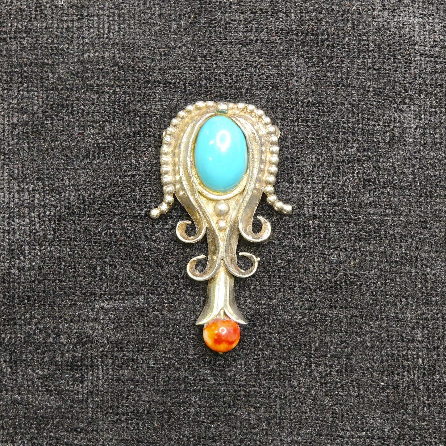 Silver Turquoise Dripping Bloom Brooch