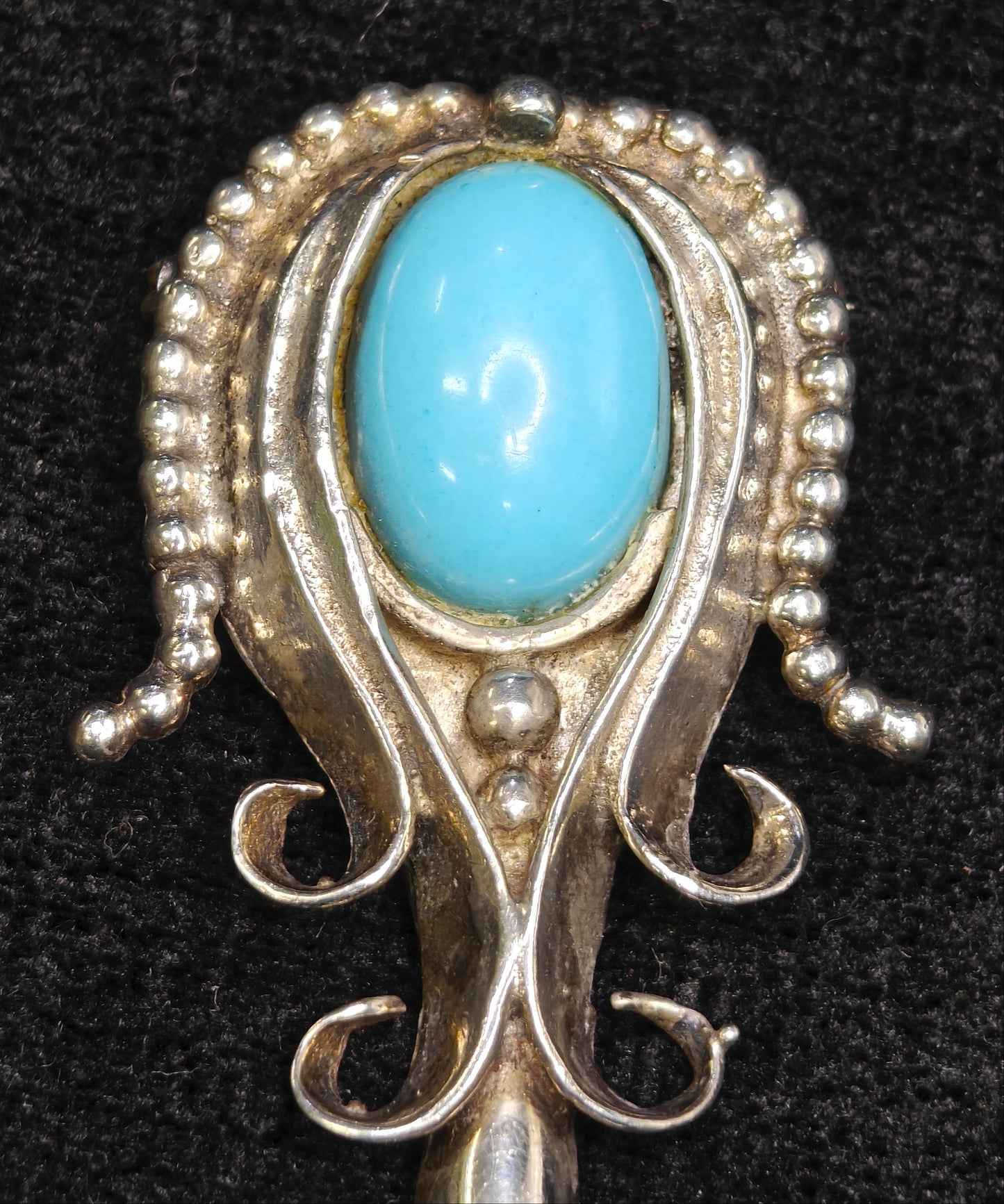 Silver Turquoise Dripping Bloom Brooch