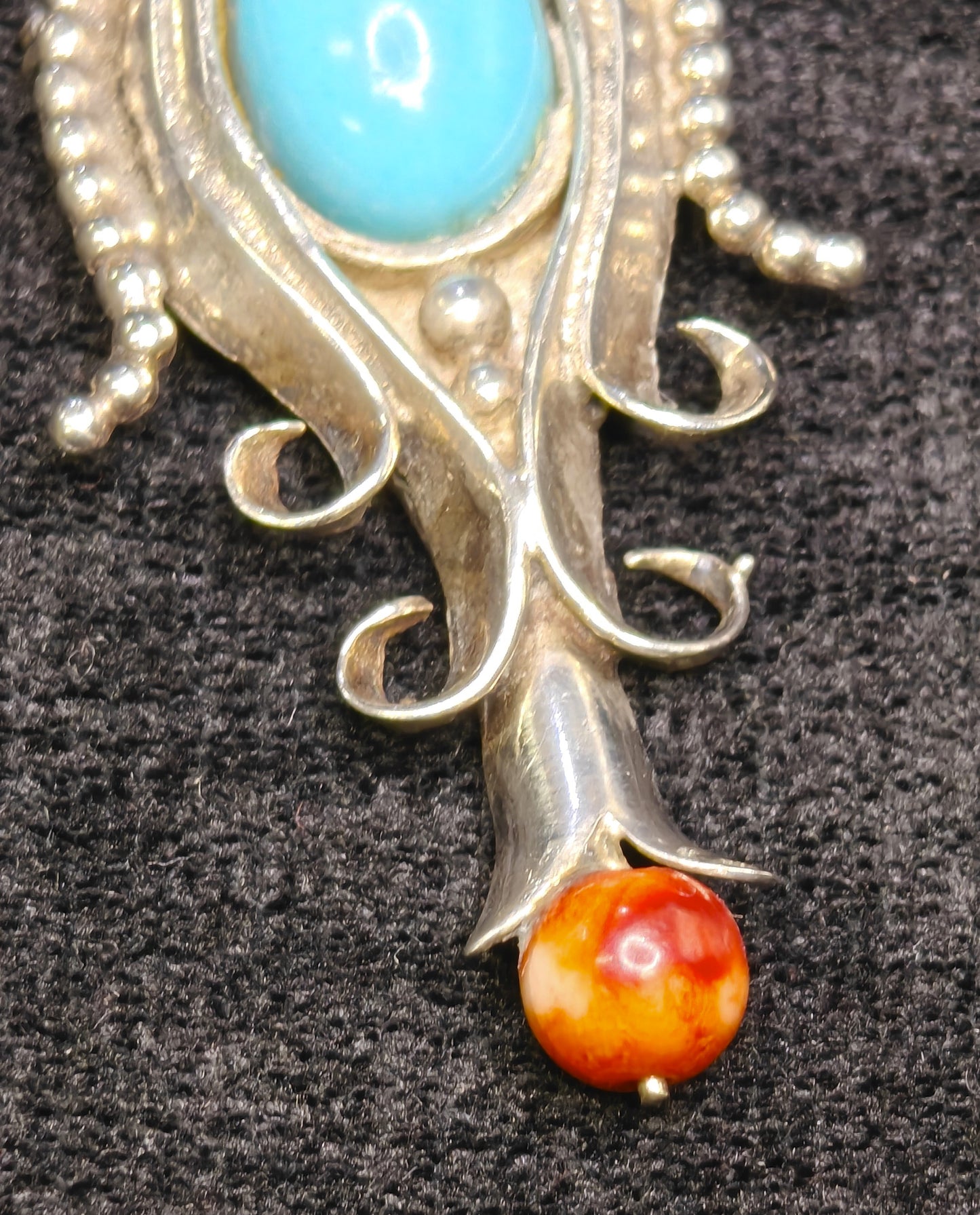 Silver Turquoise Dripping Bloom Brooch