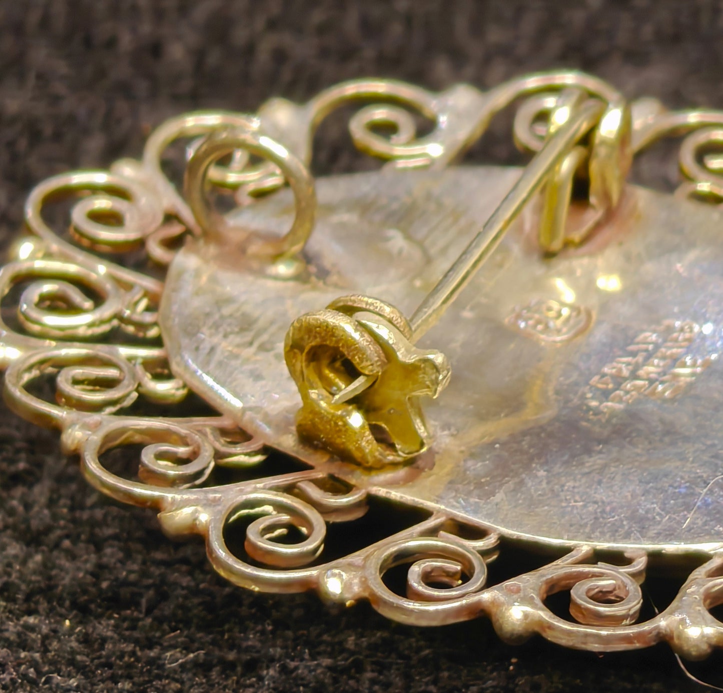 EME Green Stone Filigree Brooch/Pin and Pendant