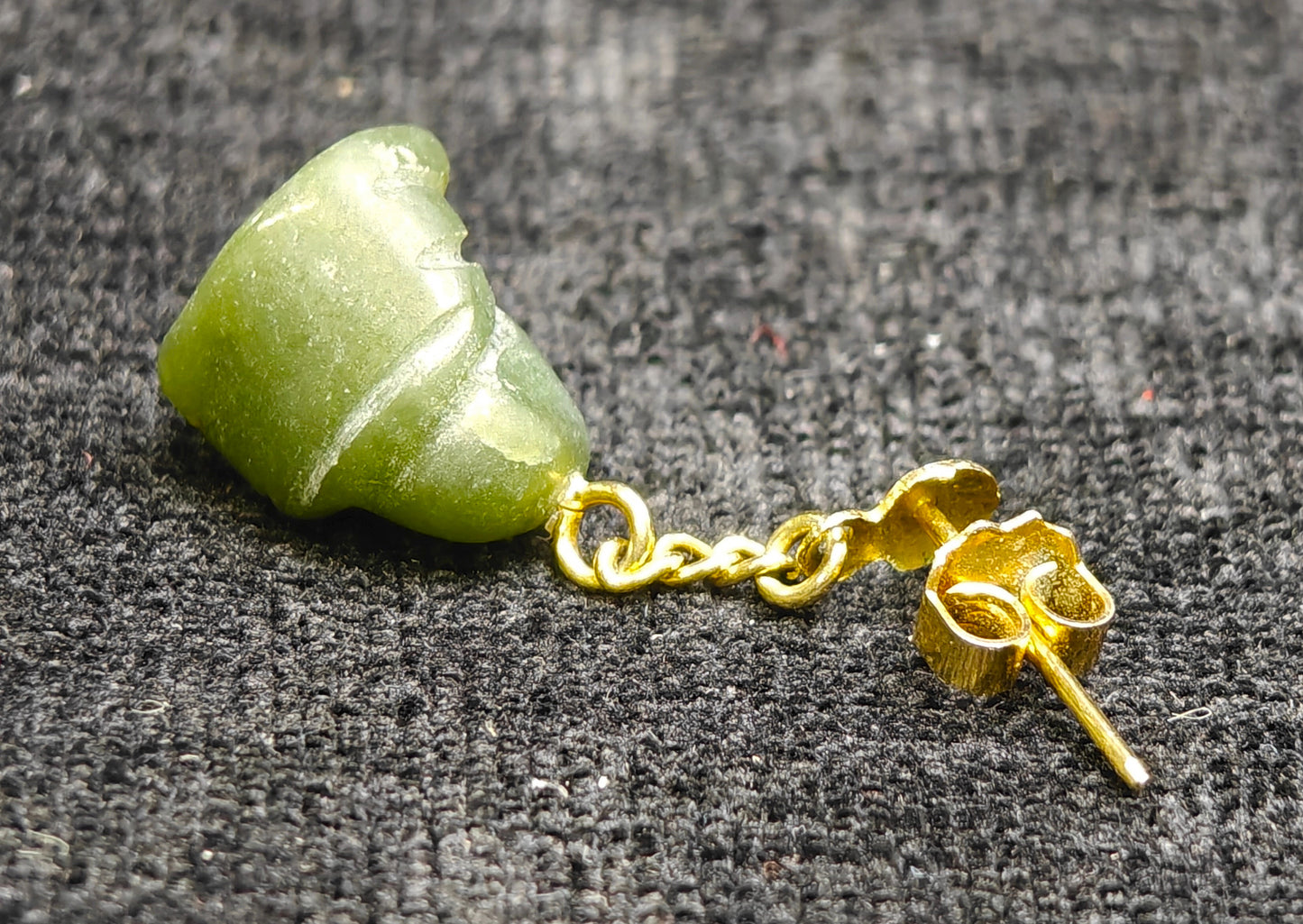 Hand Carved Jade Buddha Earrings - Vintage