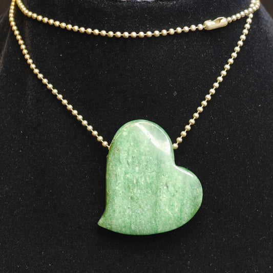 Jade Heart on Ball Chain Necklace