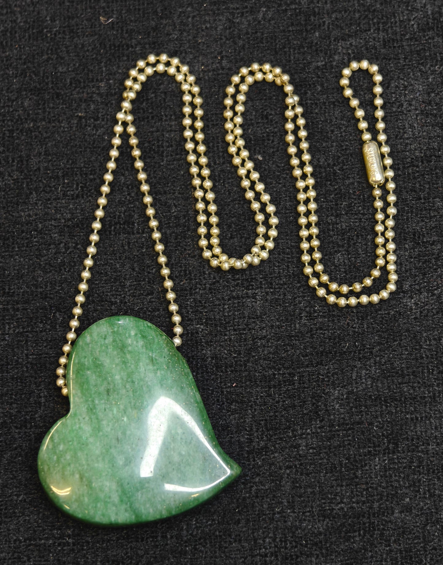 Jade Heart on Ball Chain Necklace