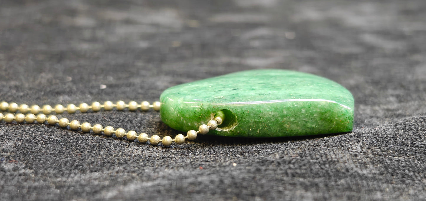 Jade Heart on Ball Chain Necklace