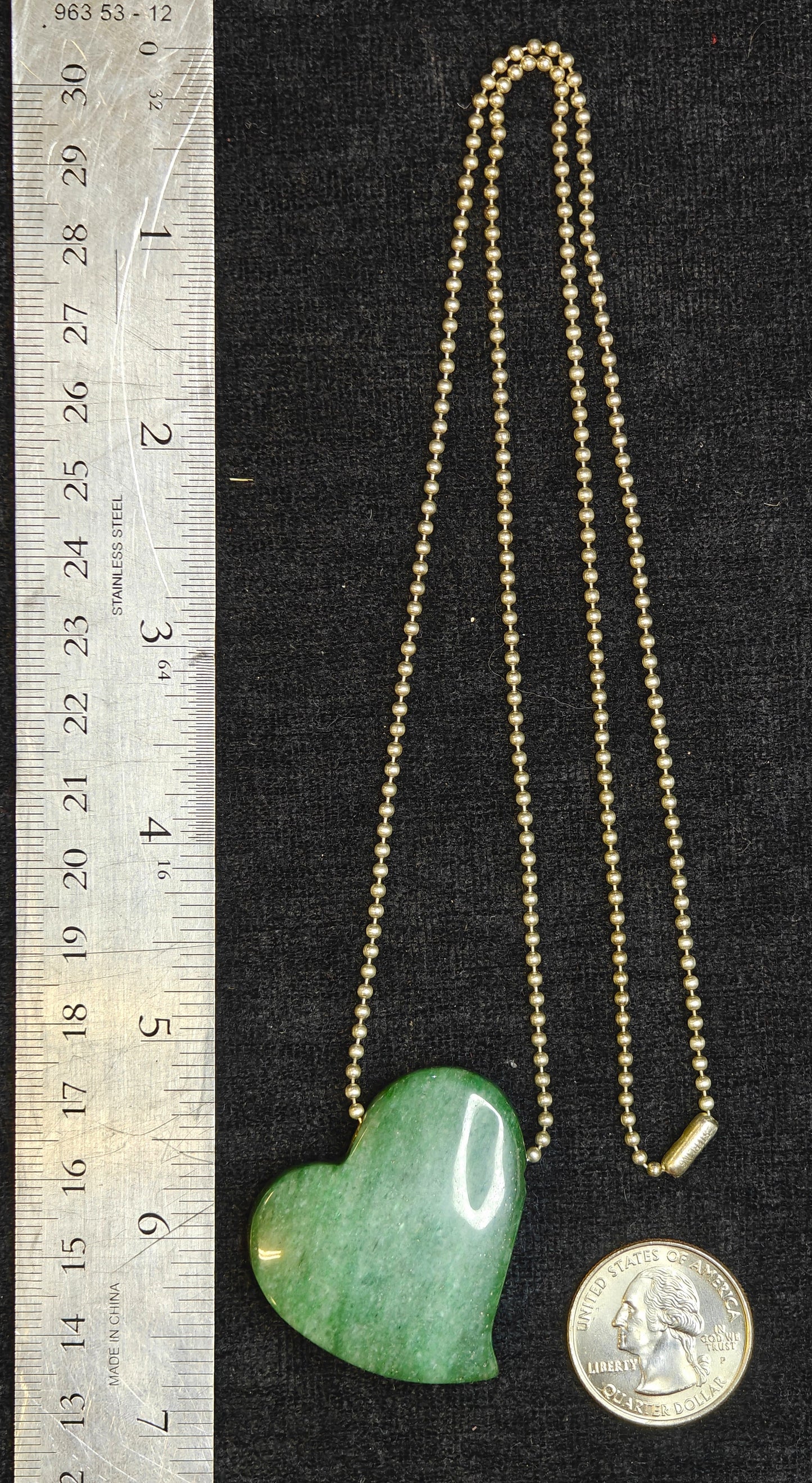 Jade Heart on Ball Chain Necklace